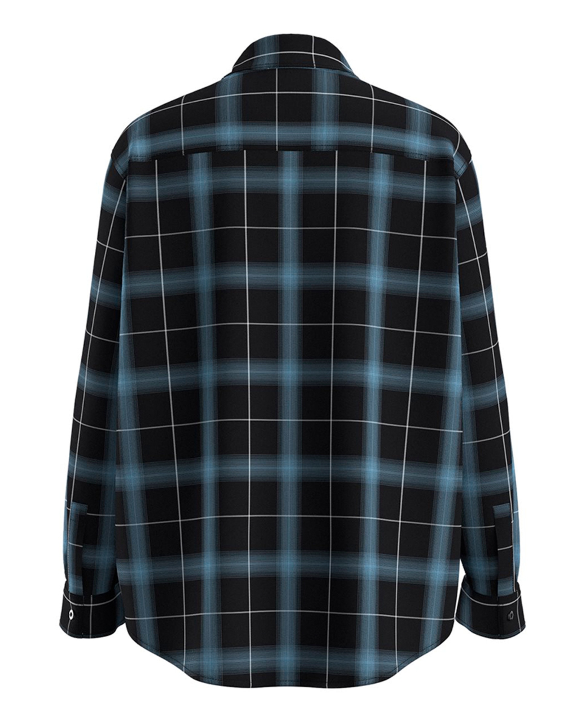 Camisa aos Quadrados com Manga Comprida Azul-escuro-2