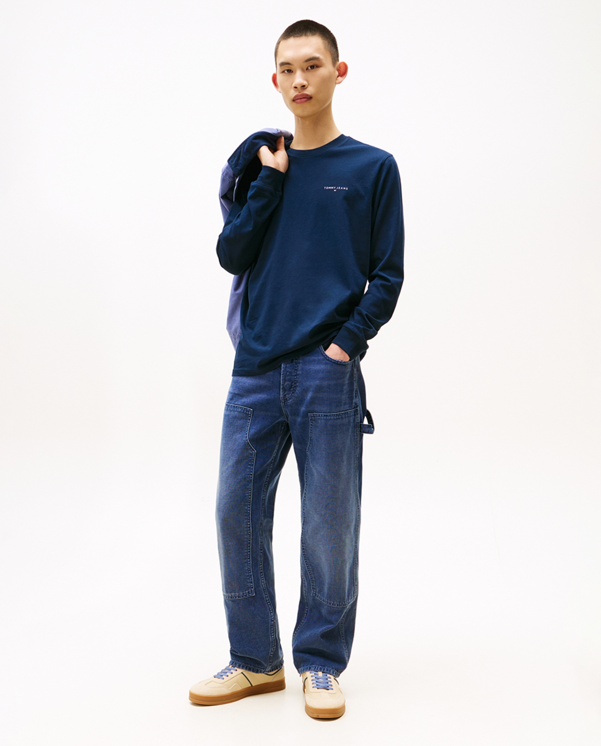 Camisola Regular Fit com Manga Comprida Azul-marinho-4