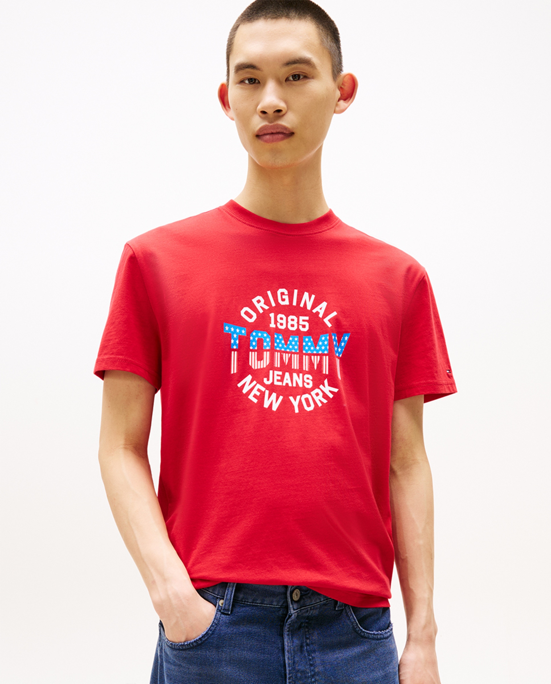 T-shirt Regular Fit com Manga Curta Vermelho-1