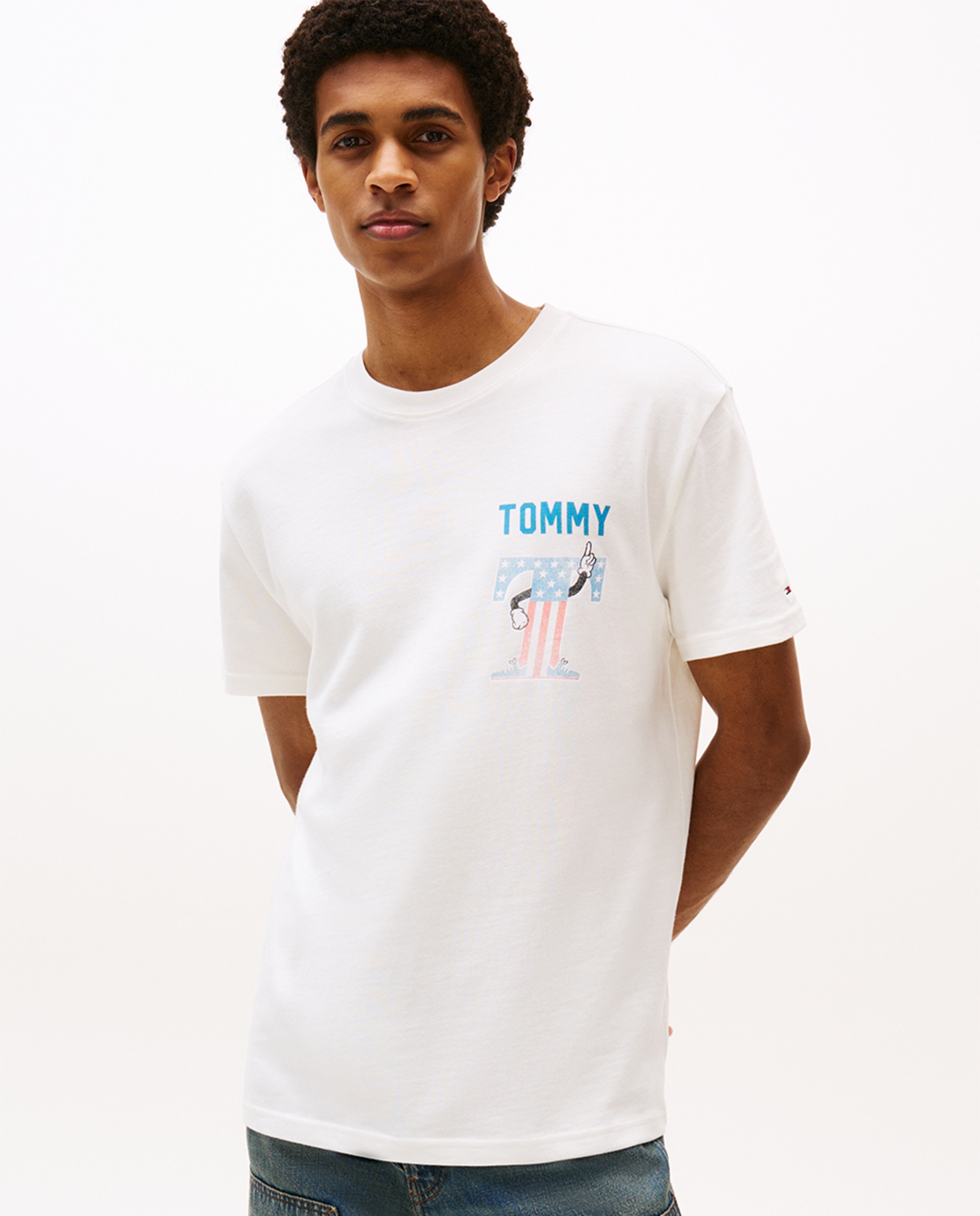 T-shirt Regular Fit com Manga Curta Branco-1
