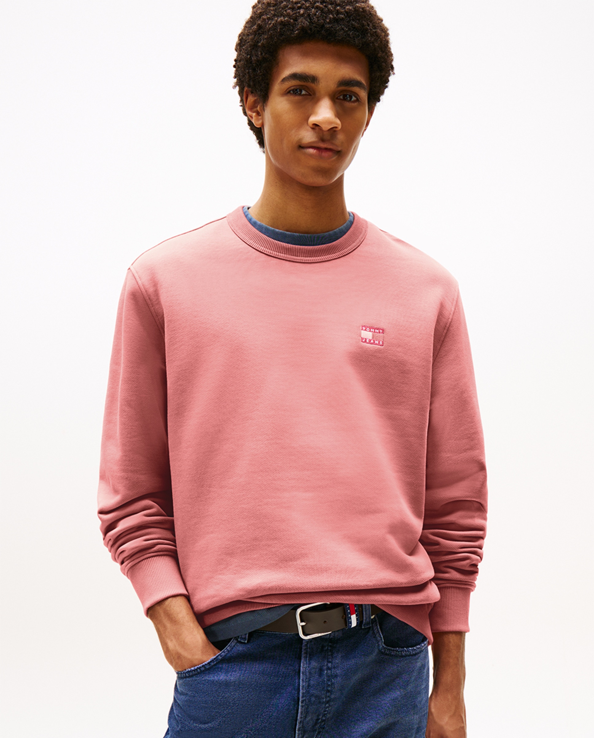 Sweatshirt Regular Fit com Gola Redonda Rosa-1