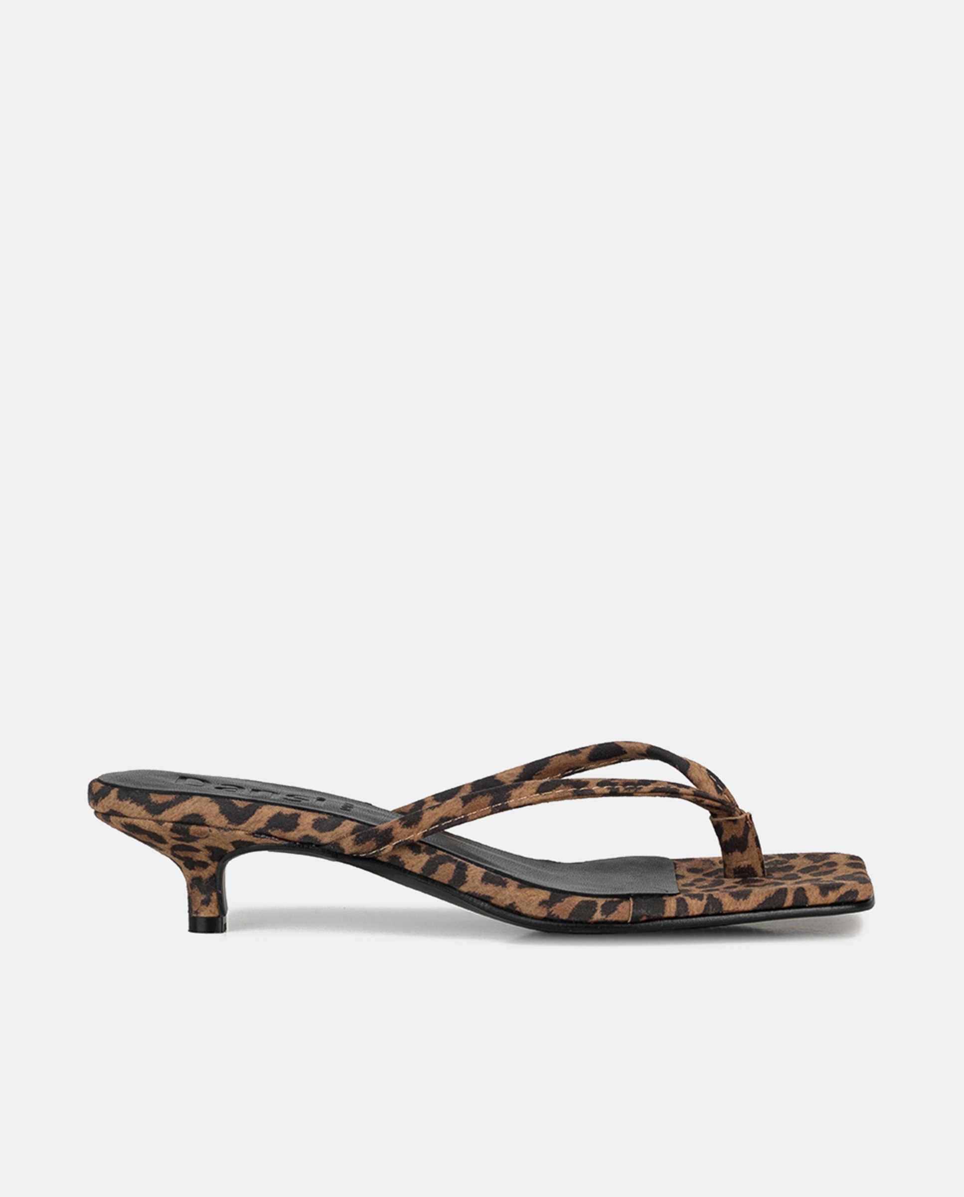 Sandálias Tipo Flip-Flop com Salto Kitten Castanho-1