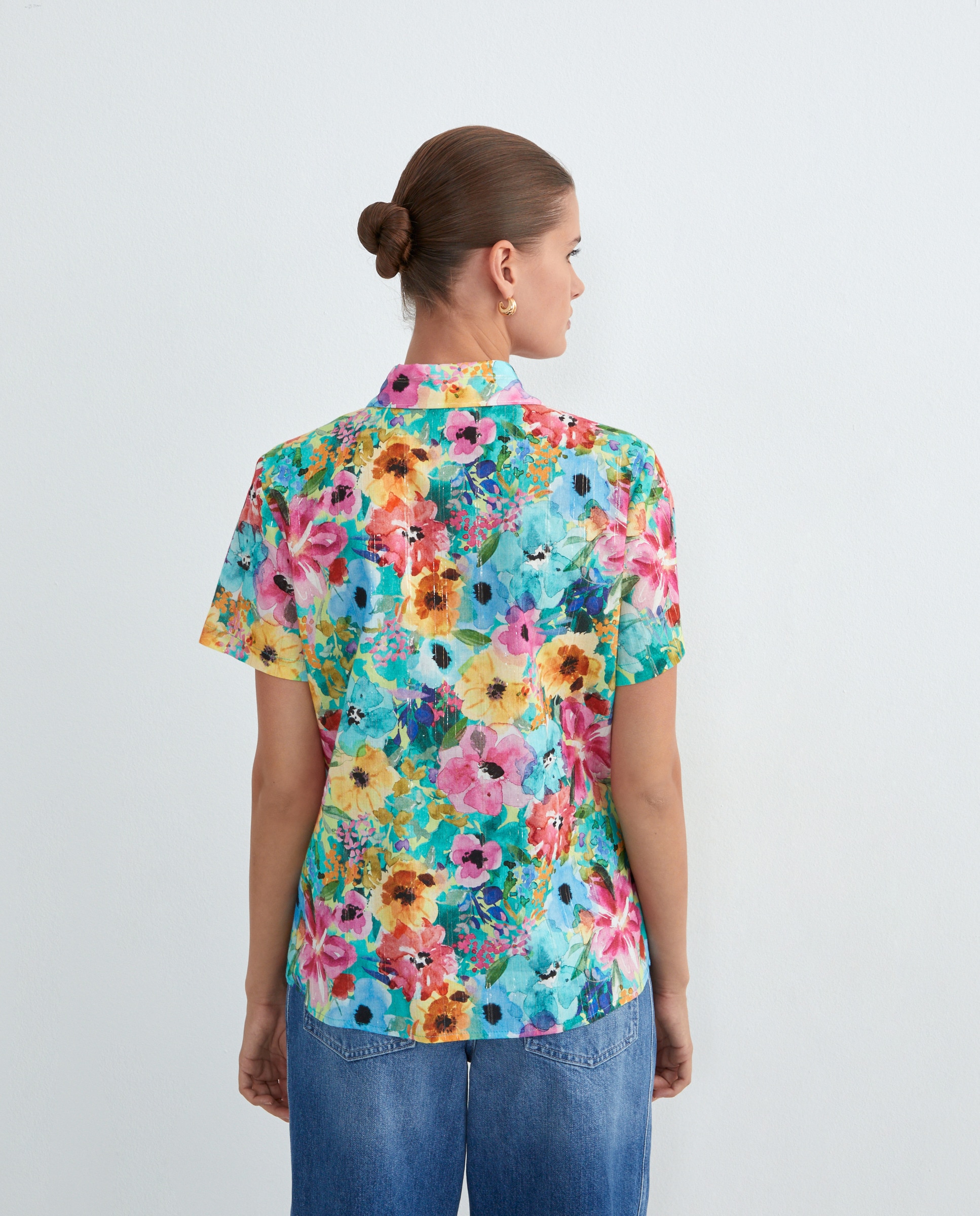 Camisa estampada com manga curta Multicolor-3