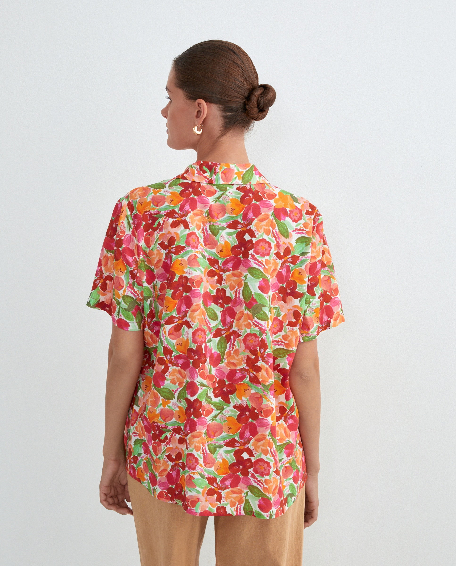 Camisa estampada com manga curta Fúcsia-3