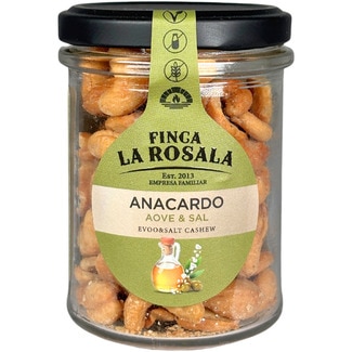 anacardo tostado con AOVE y sal sin gluten, sin lactosa y vegano tarro 90 g - Finca La Rosala