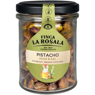 pistacho tostado con AOVE y sal sin gluten, sin lactosa y vegano tarro 90 g - Finca La Rosala