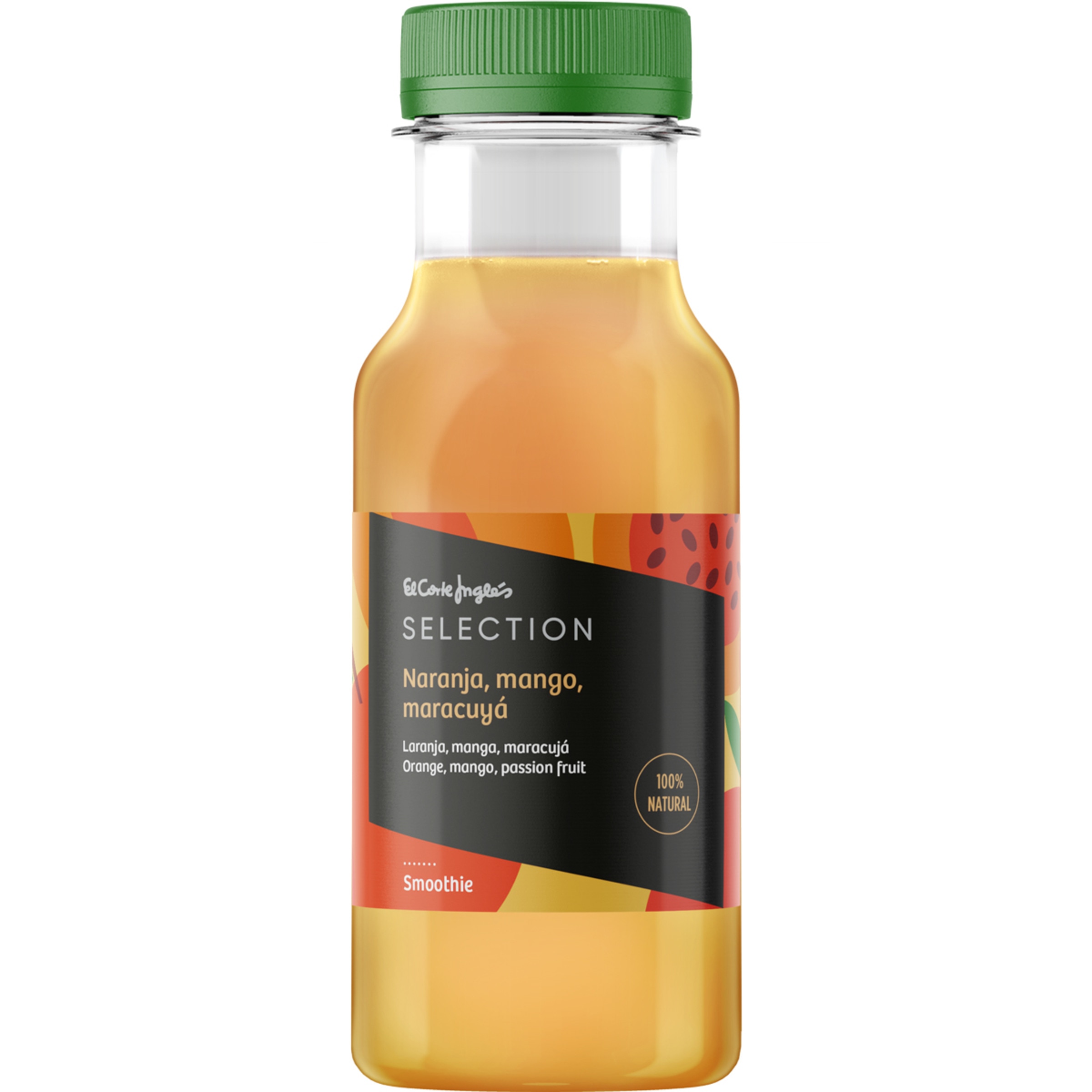 smoothie de naranja, mango y maracuyá 100% natural botella 250 ml
