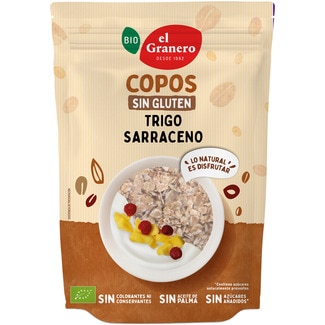Bio copos de trigo sarraceno de cultivo ecológico sin gluten, sin azúcares añadidos bolsa 450 g sin aceite de palma - El Granero