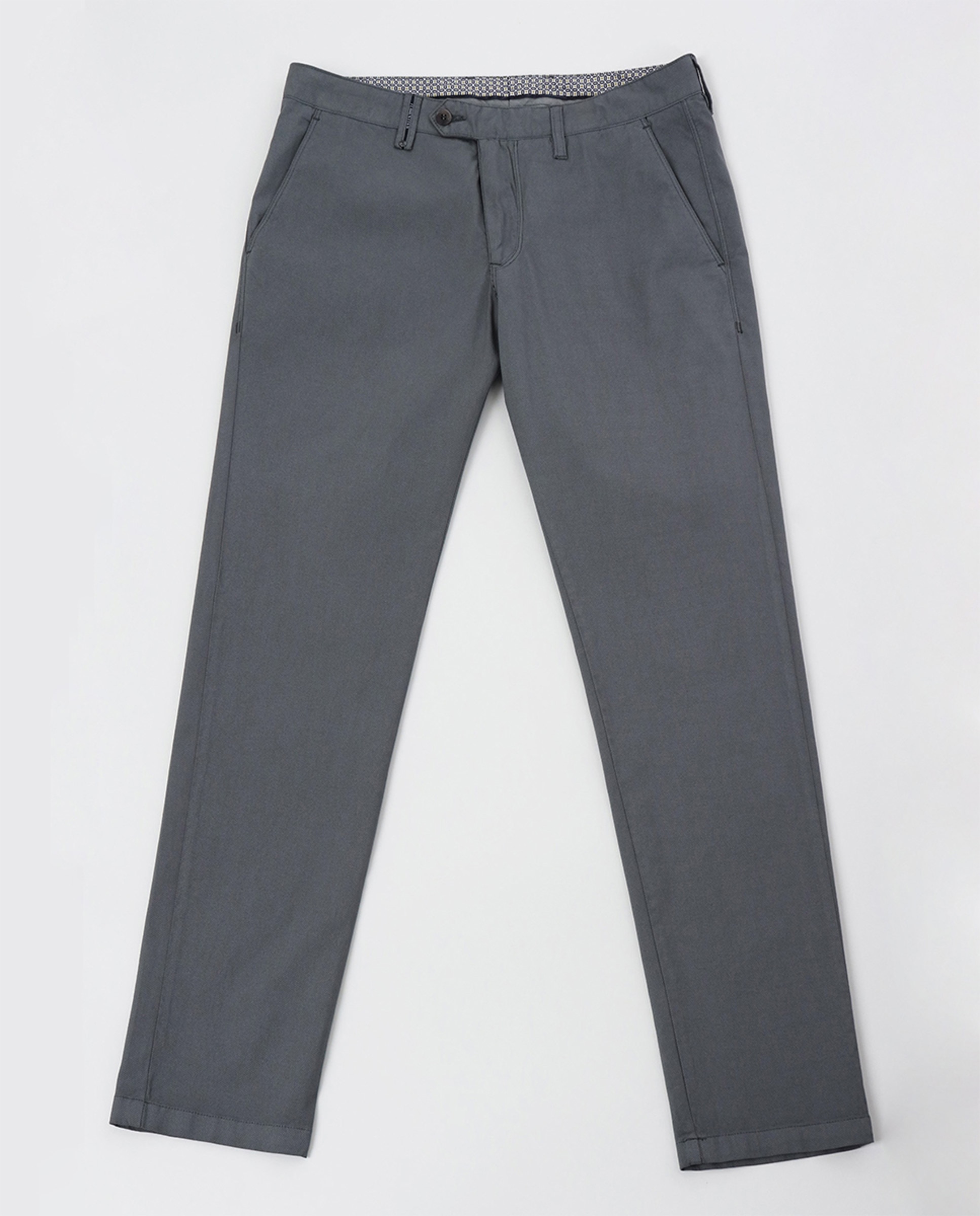 Calças Chino com Micro Desenho Cinzento-5