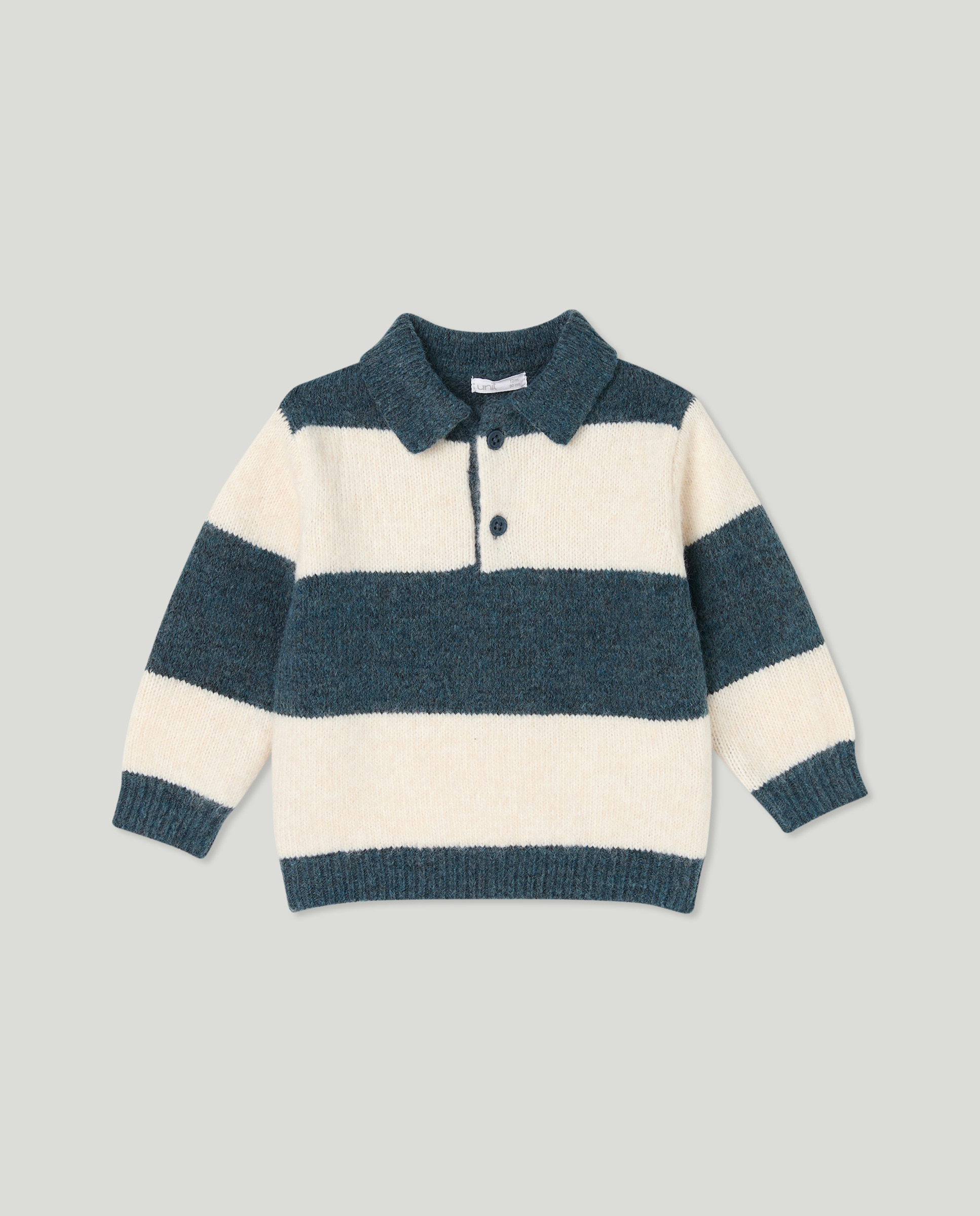 Jersey de bebé cuello polo rayas Azul-1