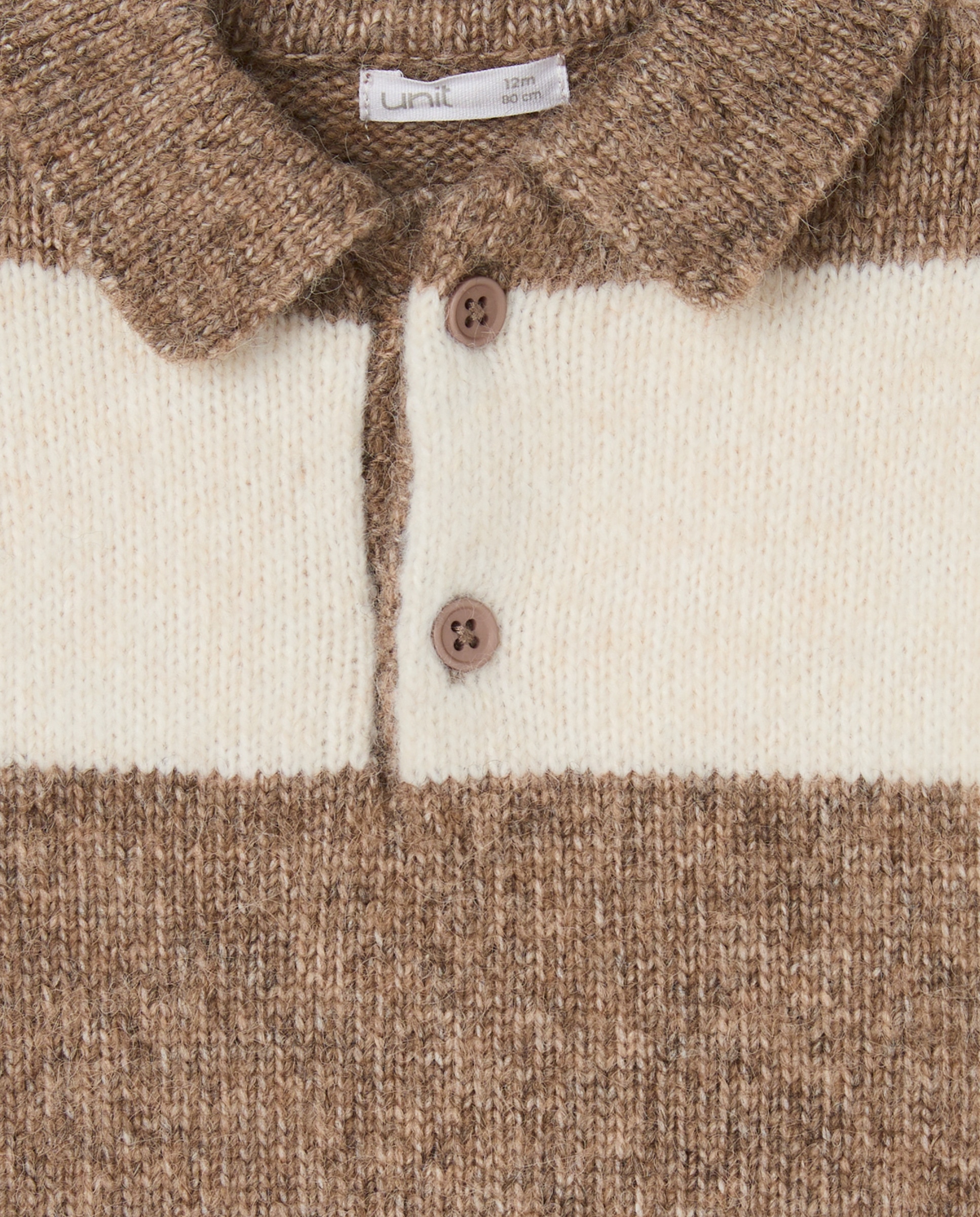 Jersey de bebé cuello polo rayas Marrón-3