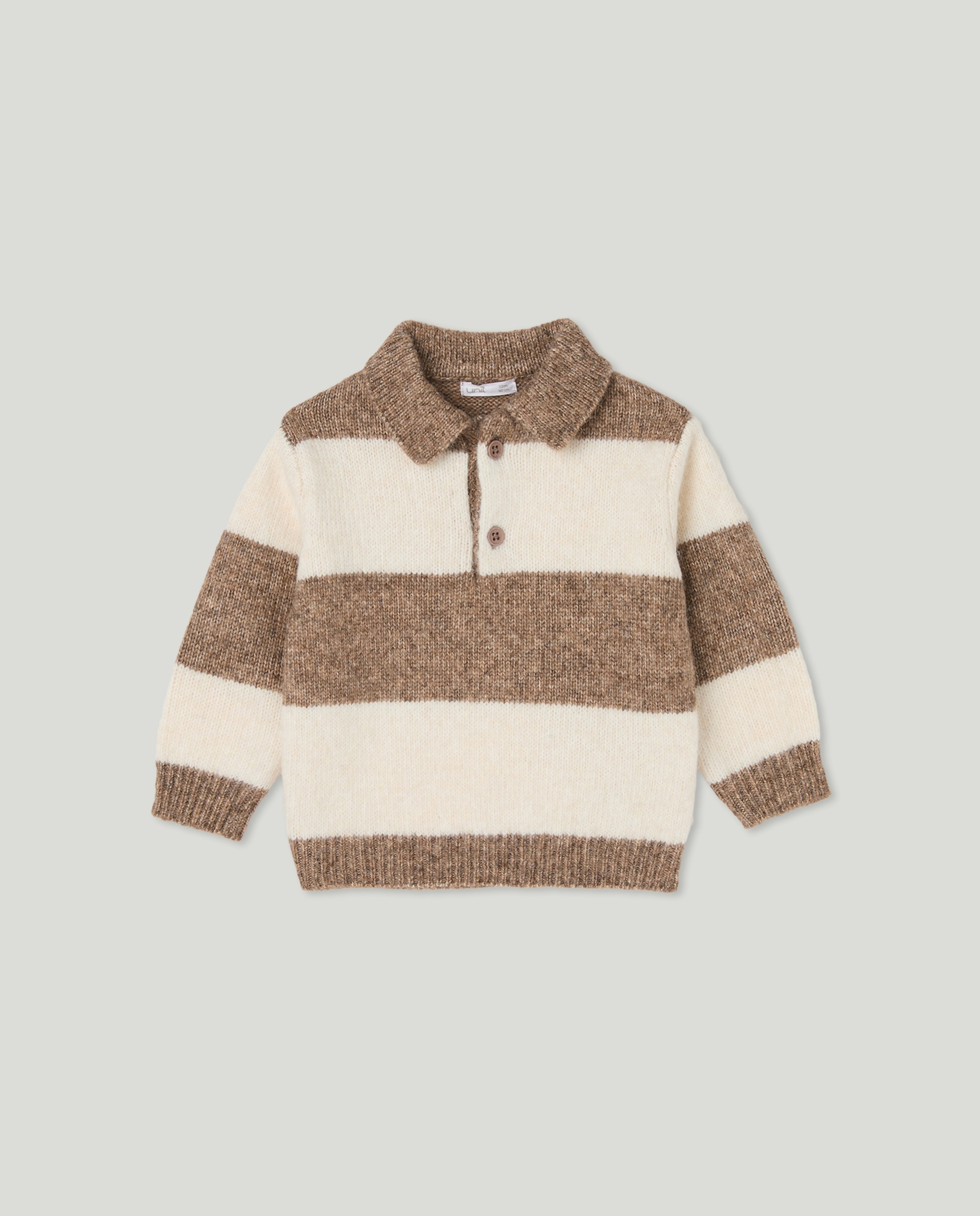 Jersey de bebé cuello polo rayas Marrón-1