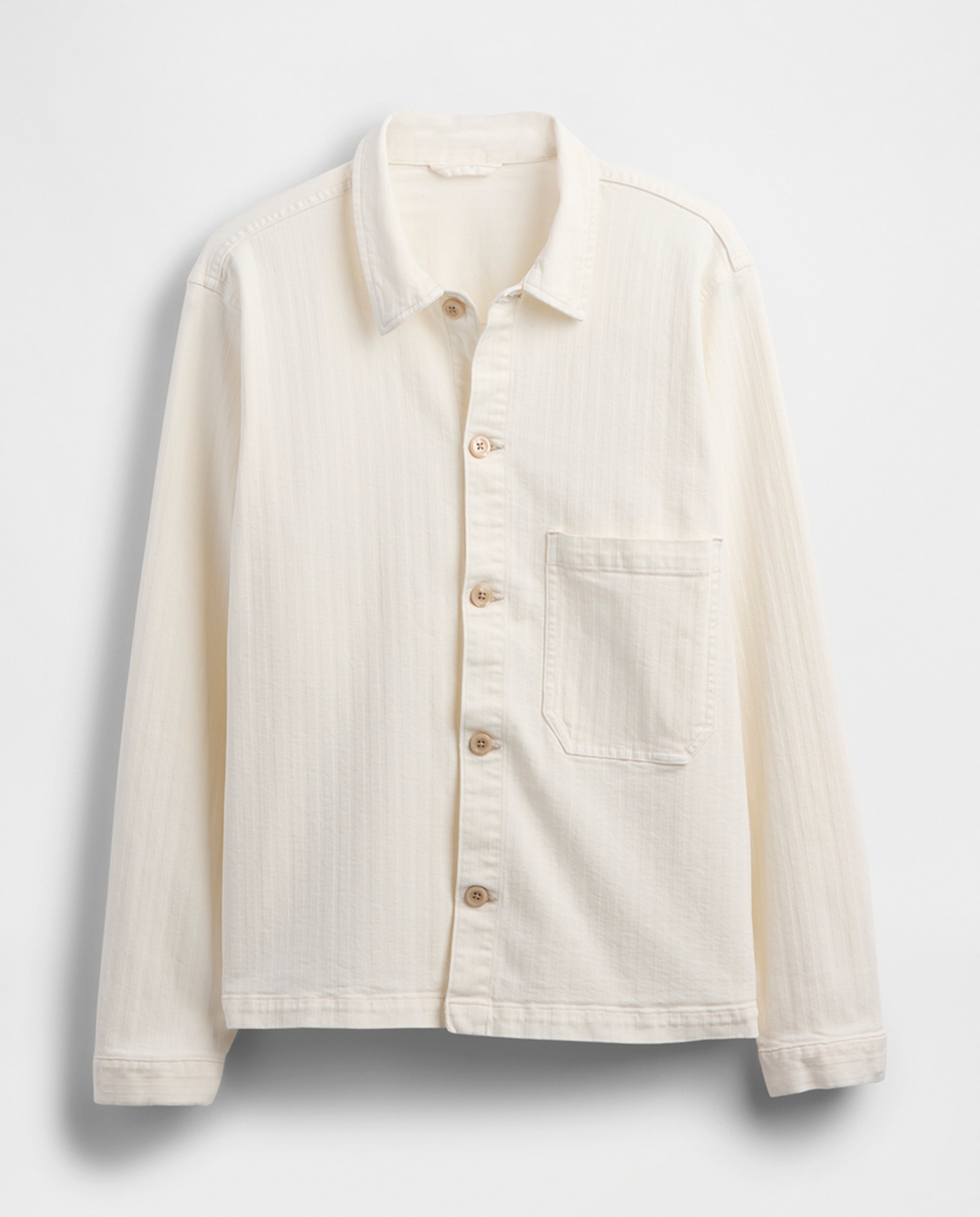 Sobrecamisa de Ganga com Punhos Abotoados Branco-5