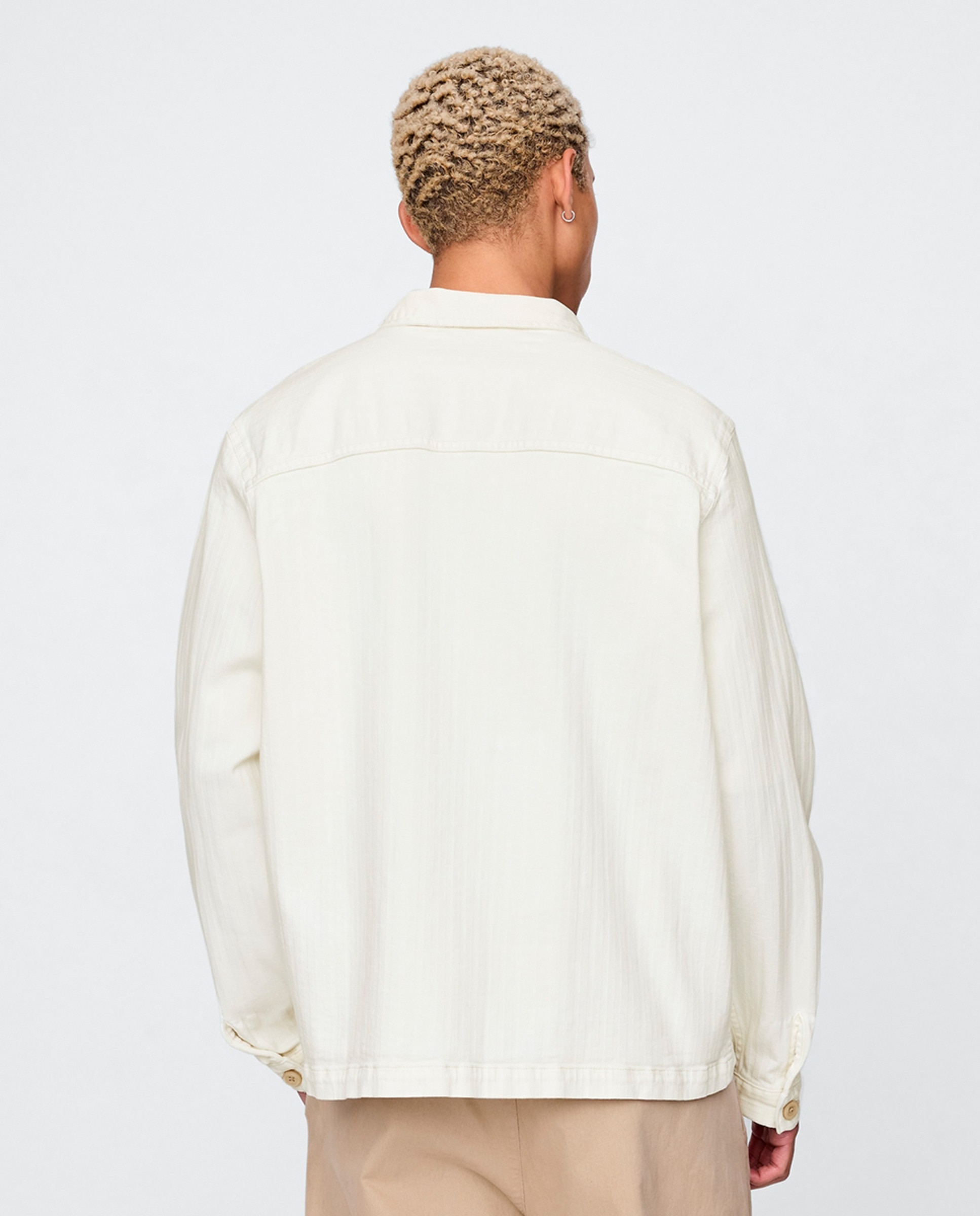 Sobrecamisa de Ganga com Punhos Abotoados Branco-3