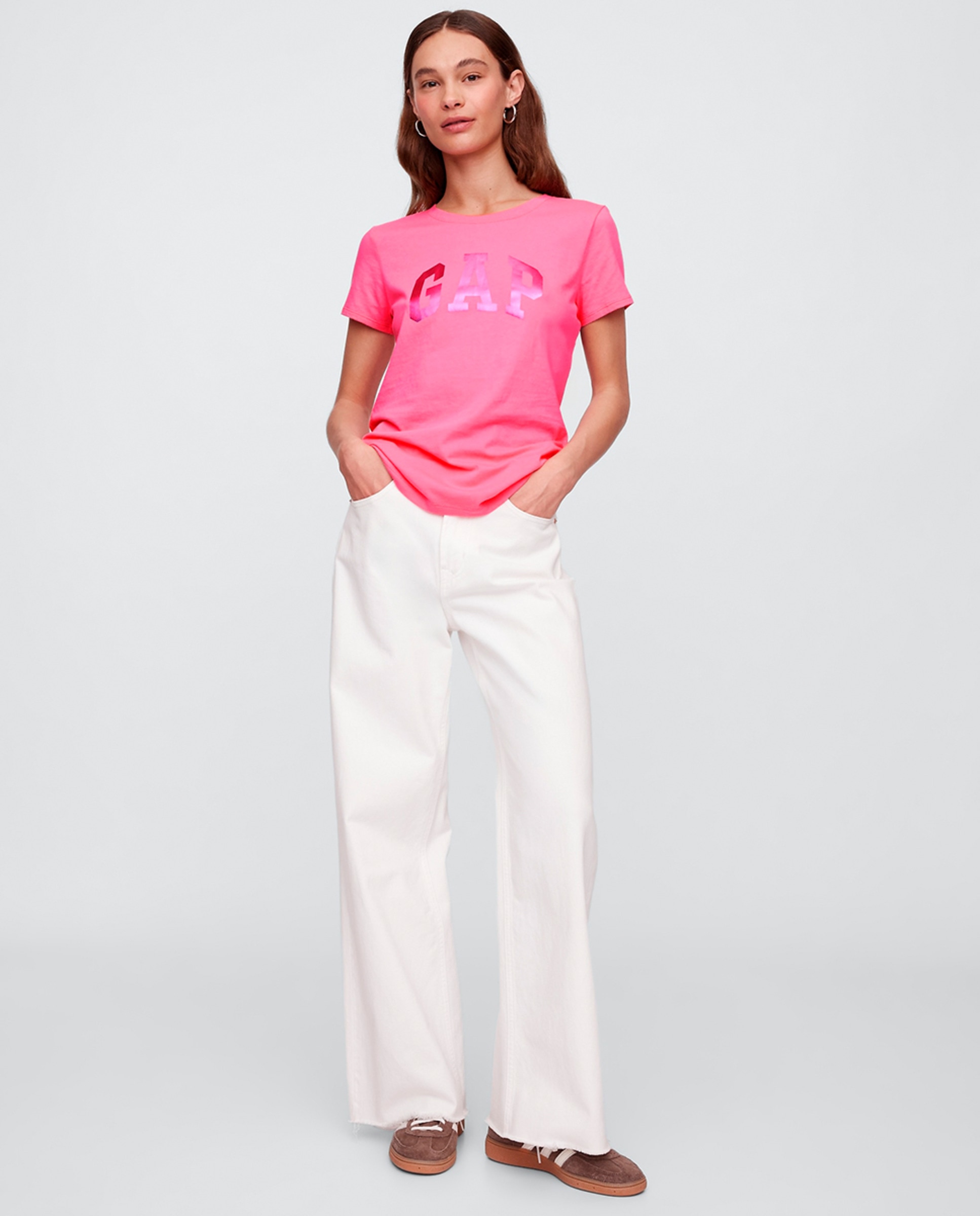 T-shirt com Logótipo à Frente Rosa-2