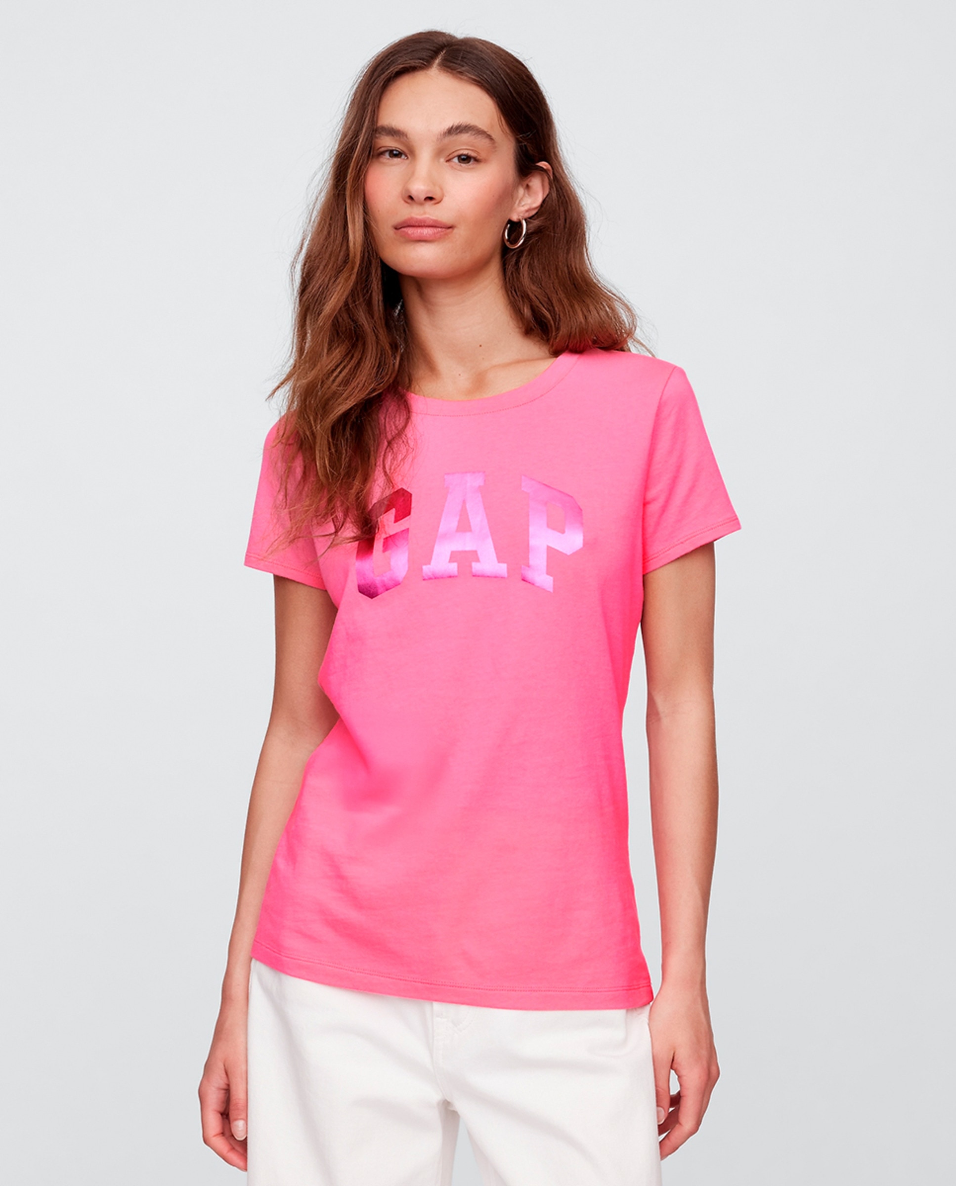 T-shirt com Logótipo à Frente Rosa-1