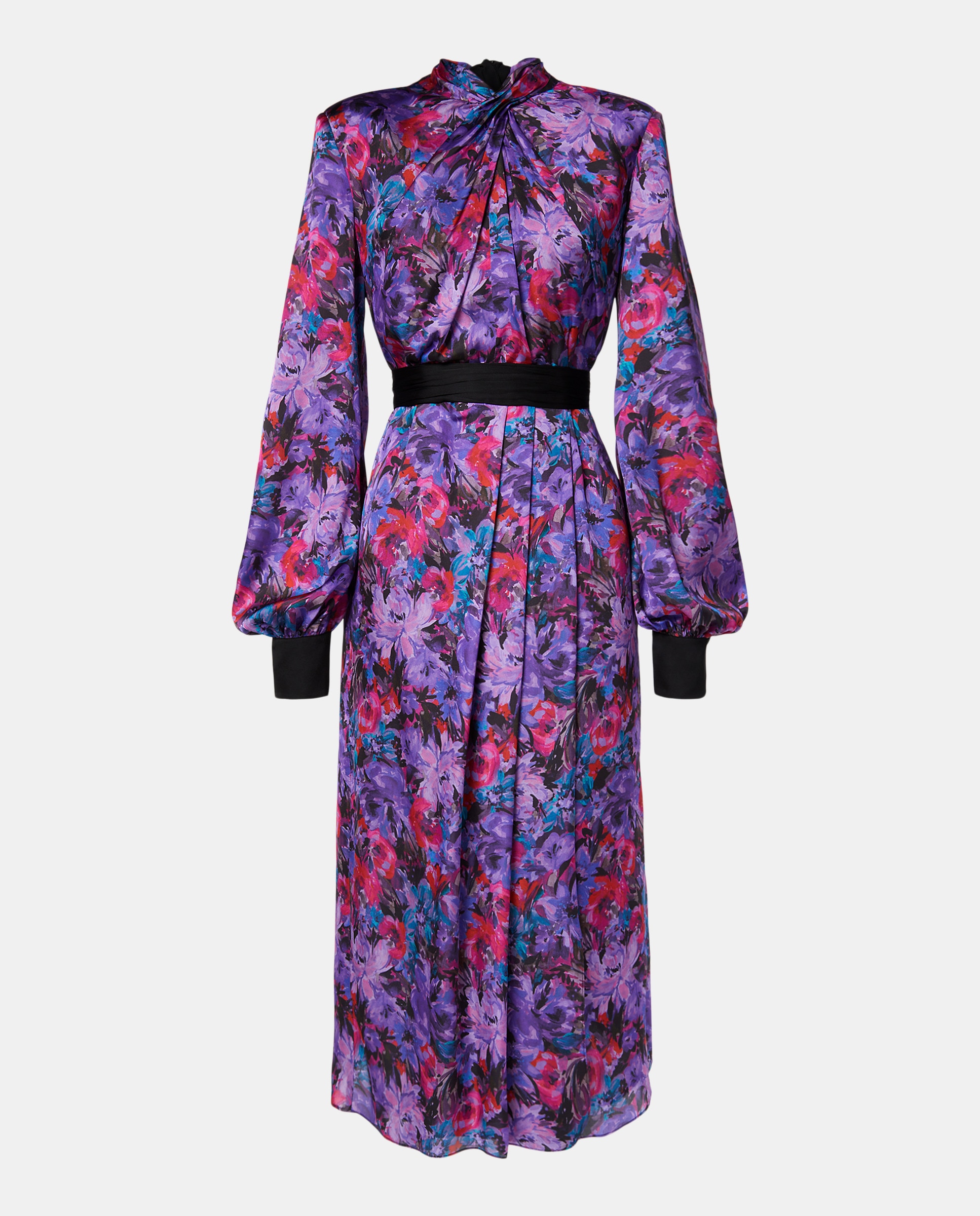 Vestido Curto Fluido com Manga Comprida Roxo-5