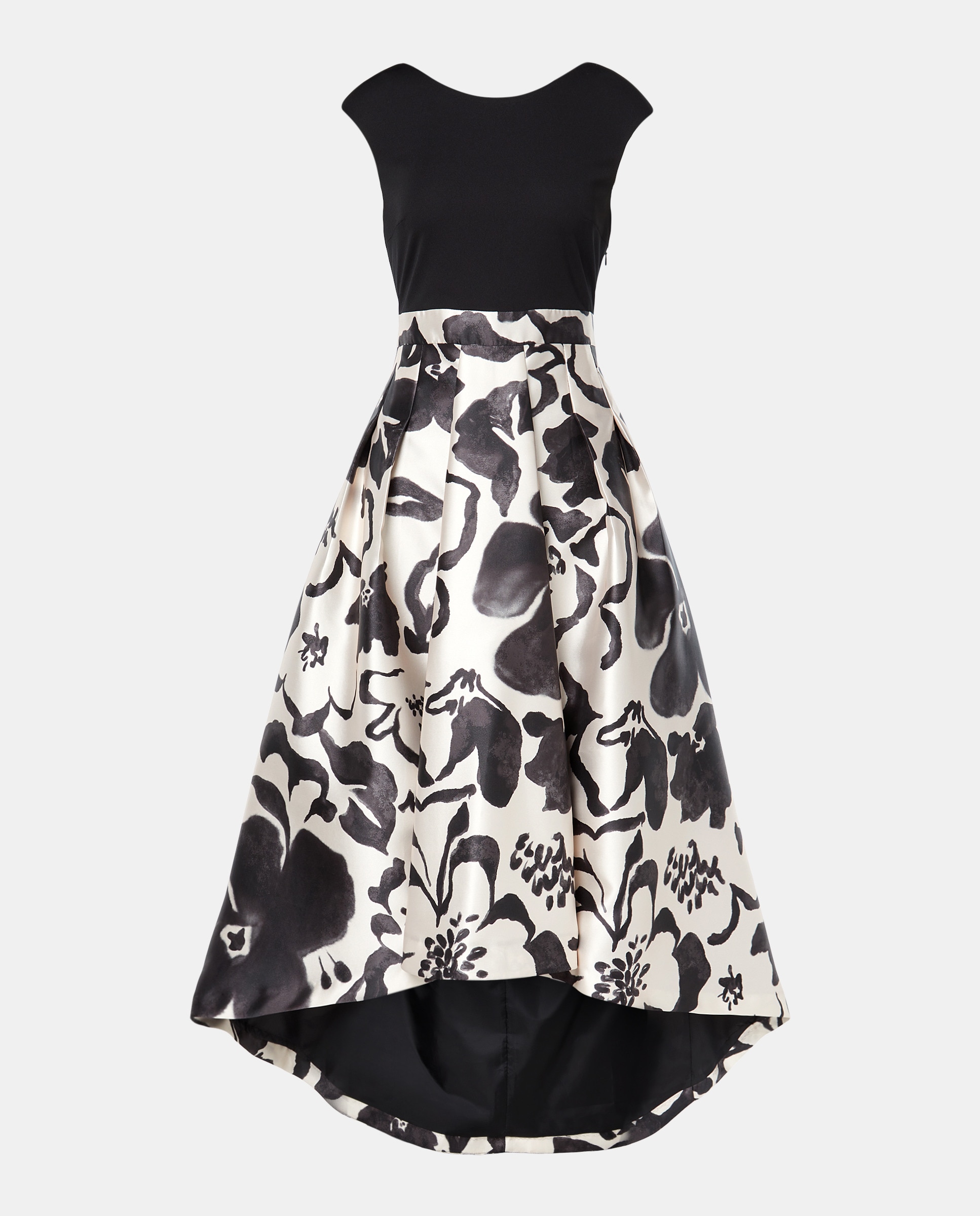 Vestido Comprido com Volume e Top de Malha sem Mangas Preto-5