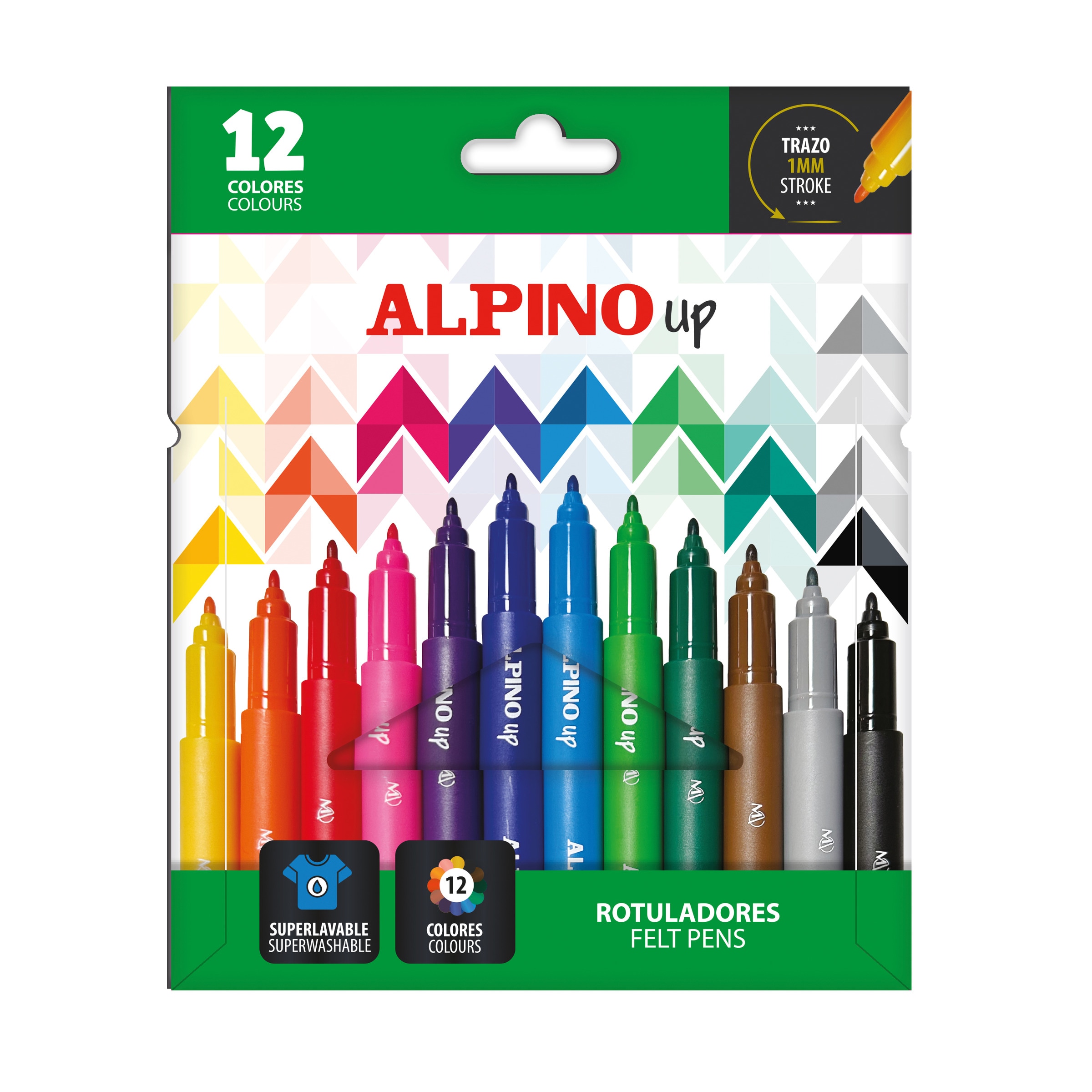 Estojo de 12 canetas de feltro Alpino Up com ponta de 1 mm e 12 cores 2