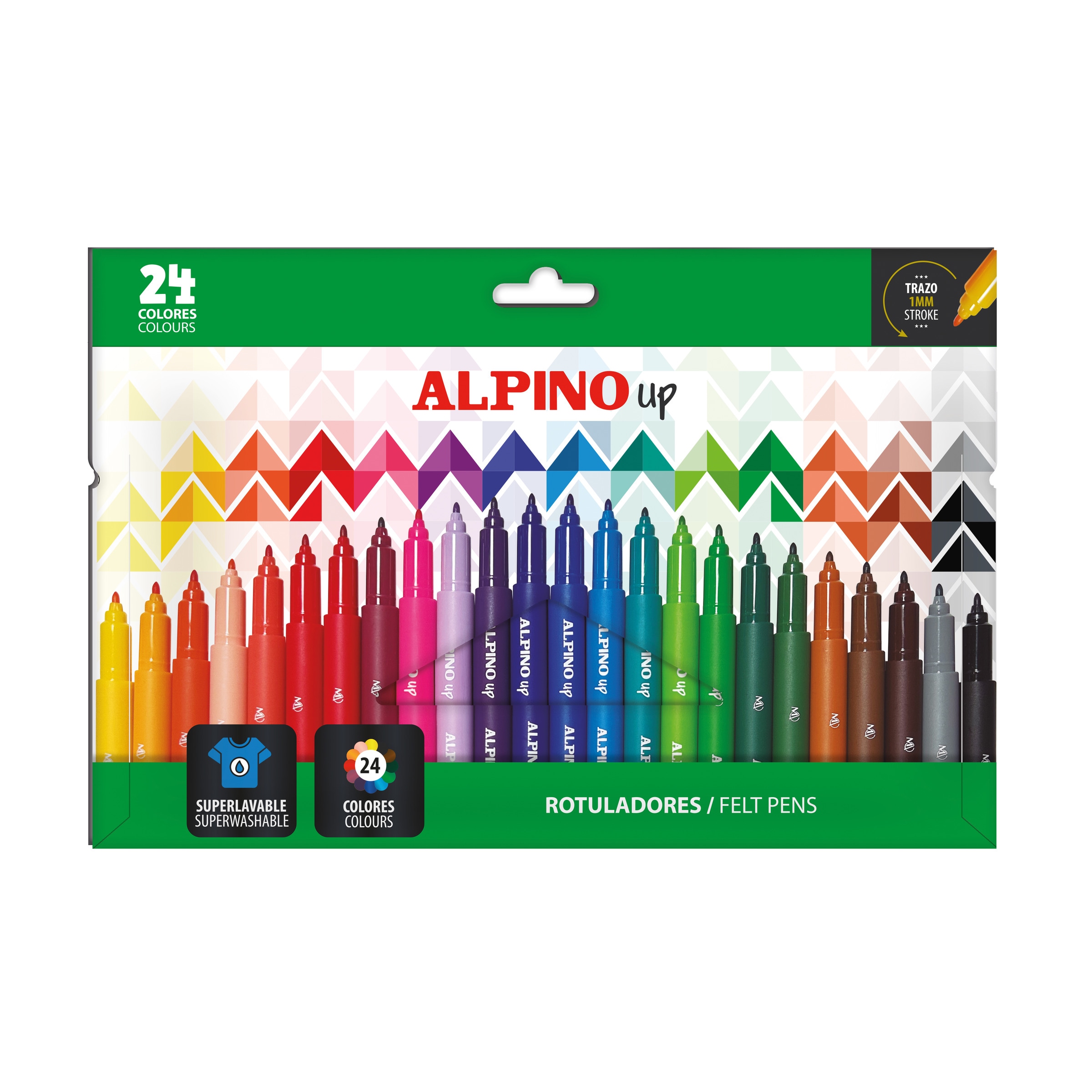 Conjunto de 24 canetas de feltro Alpino Up com ponta de 1 mm e 12 cores 2