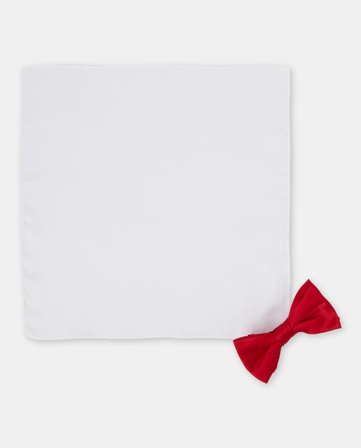 Imagen 0 de Set de pajarita lisa y pañuelo blanco