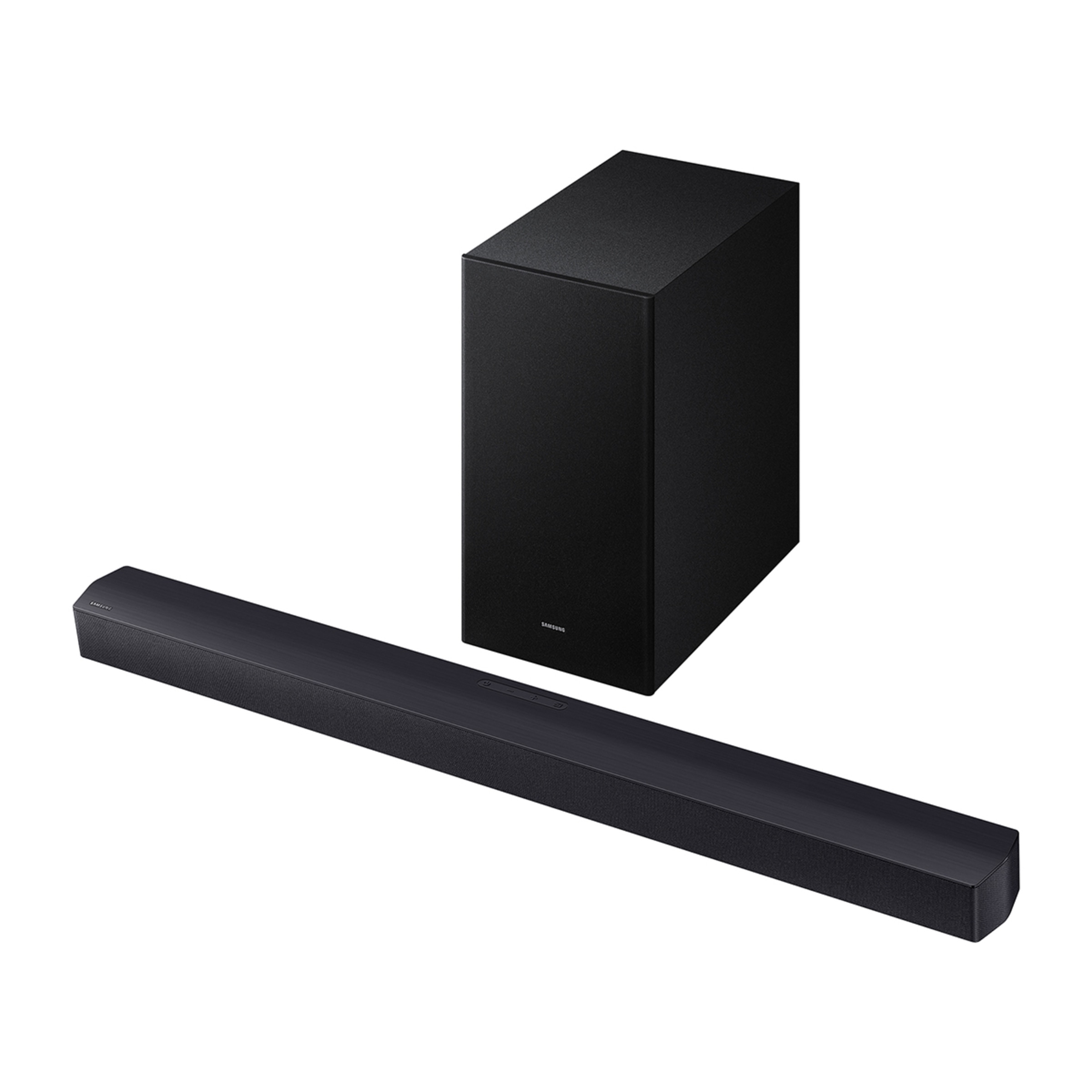 Barra de sonido Samsung HW-B450F, Dolby 2.1 y DTS Virtual:X, 5.1 con 3 altavoces, 300W, Subwoofer inalámbrico 6.5" 220W Negro titanium-1