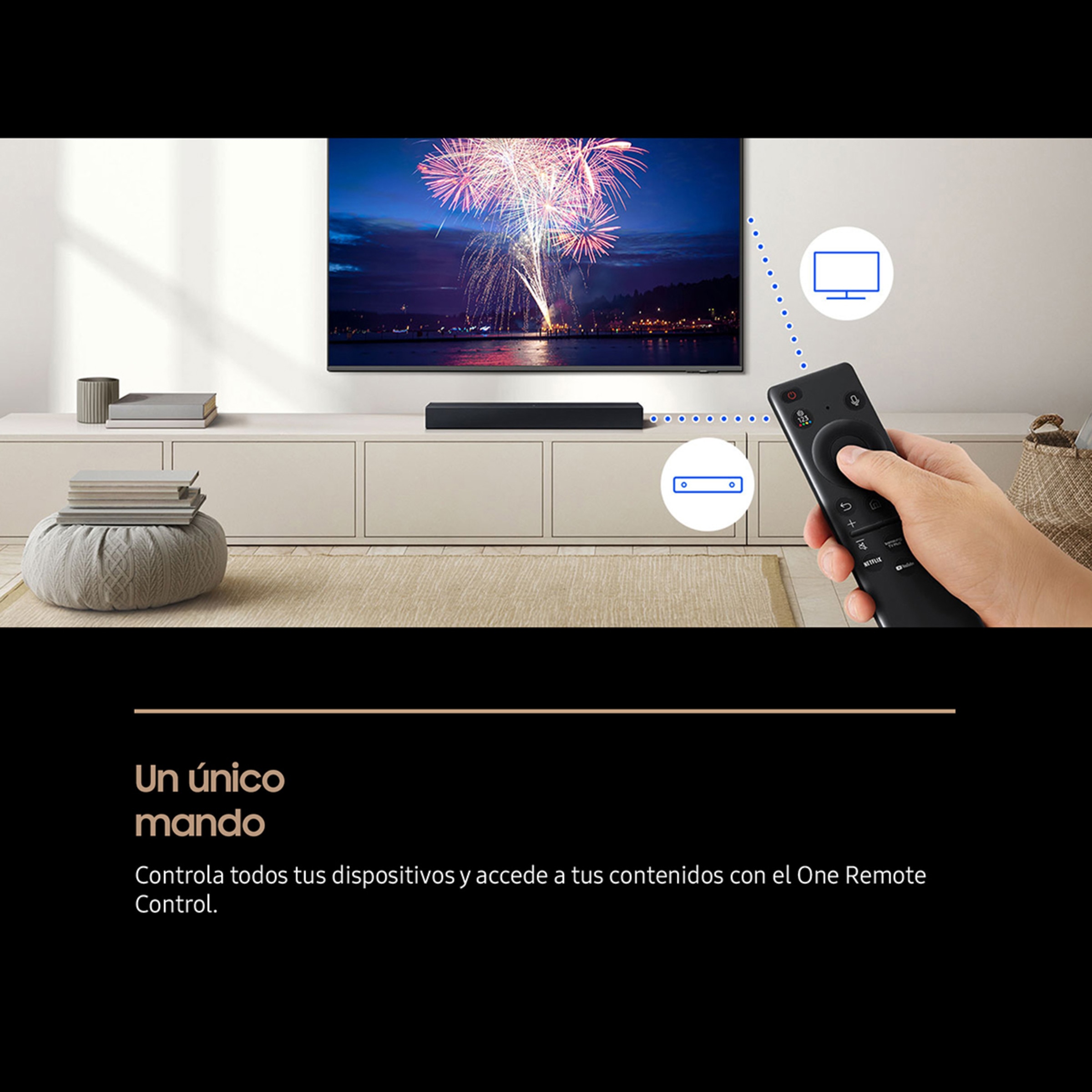 Barra de sonido Samsung HW-B400F, Dolby 2.0 con 4 altavoces, 40W Negro titanium-5