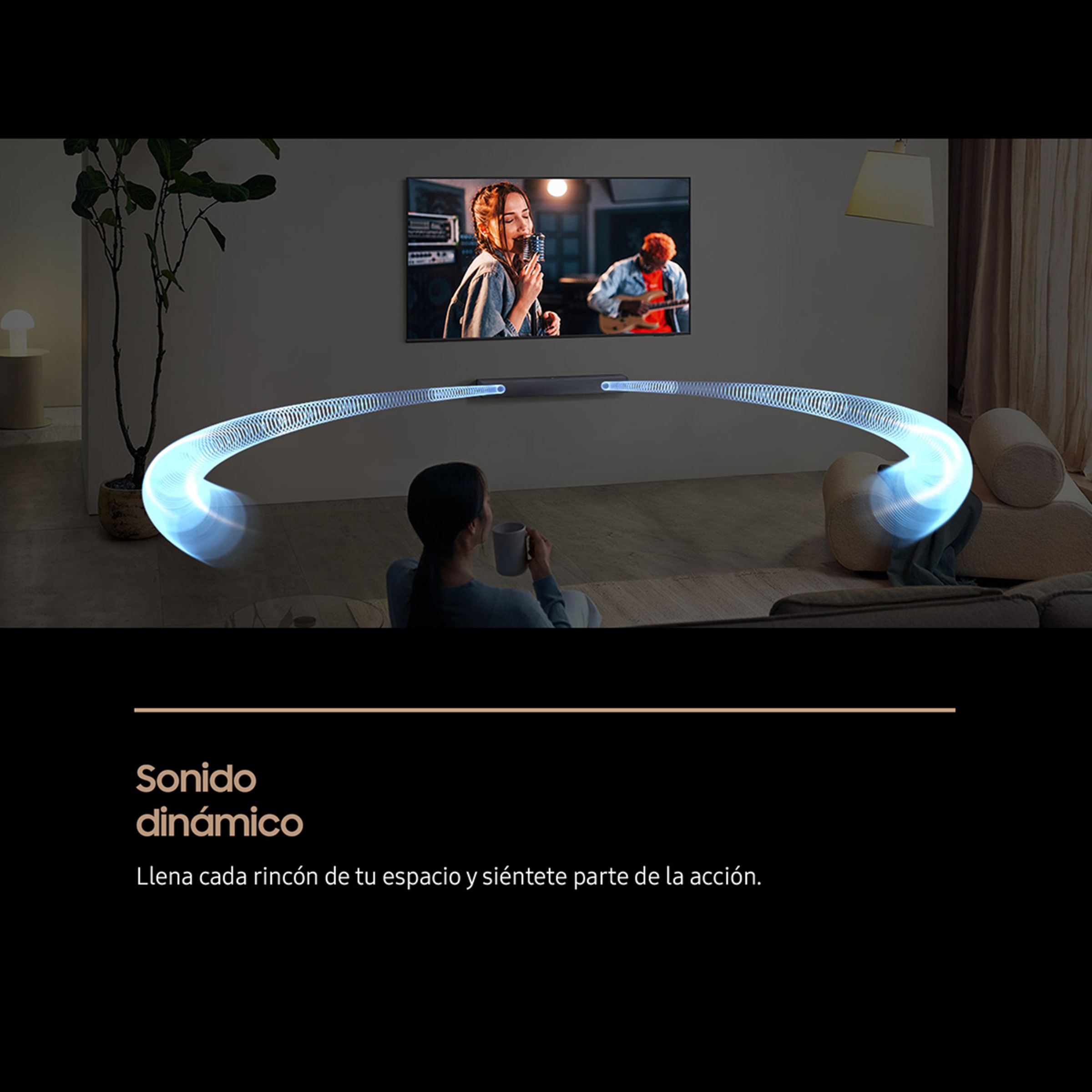 Barra de sonido Samsung HW-B400F, Dolby 2.0 con 4 altavoces, 40W Negro titanium-3