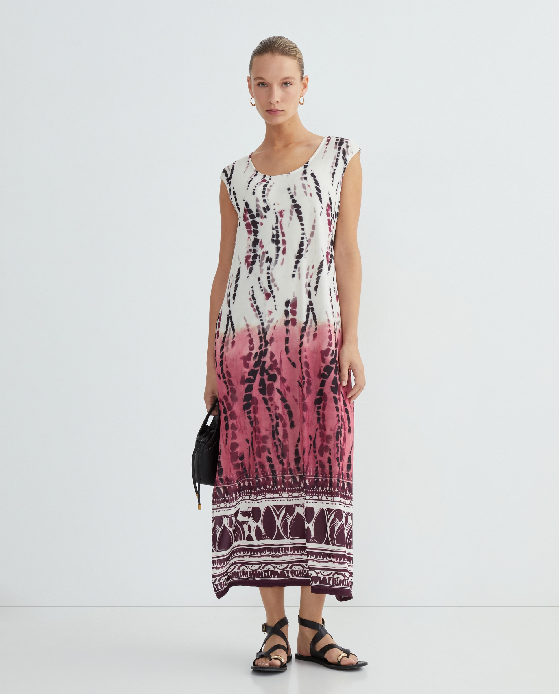 Vestido estampado sem mangas Rosa-1