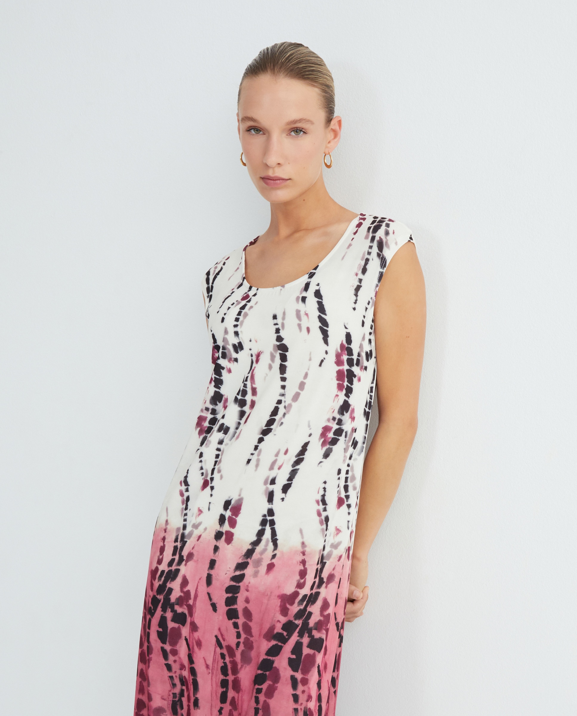 Vestido estampado sem mangas Rosa-2