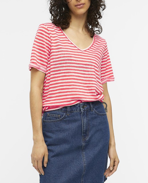 Imagen 0 de Camiseta de mujer de manga corta y cuello de pico