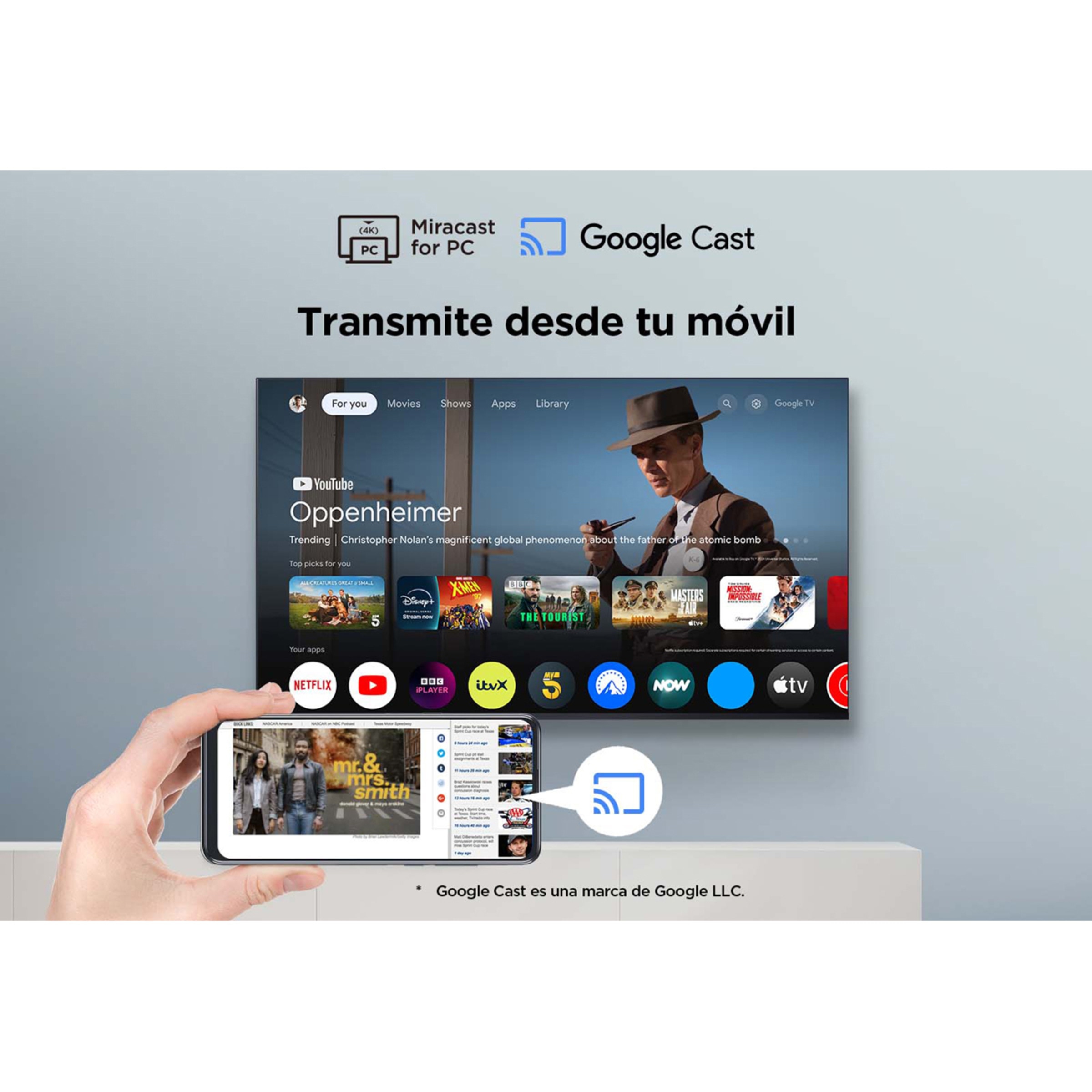 TV QLED 165,1 cm (65") TCL 65P7K, 4K HDR TV, Smart TV Powered by Google TV, compatible con Asistentes de voz Titanio-7
