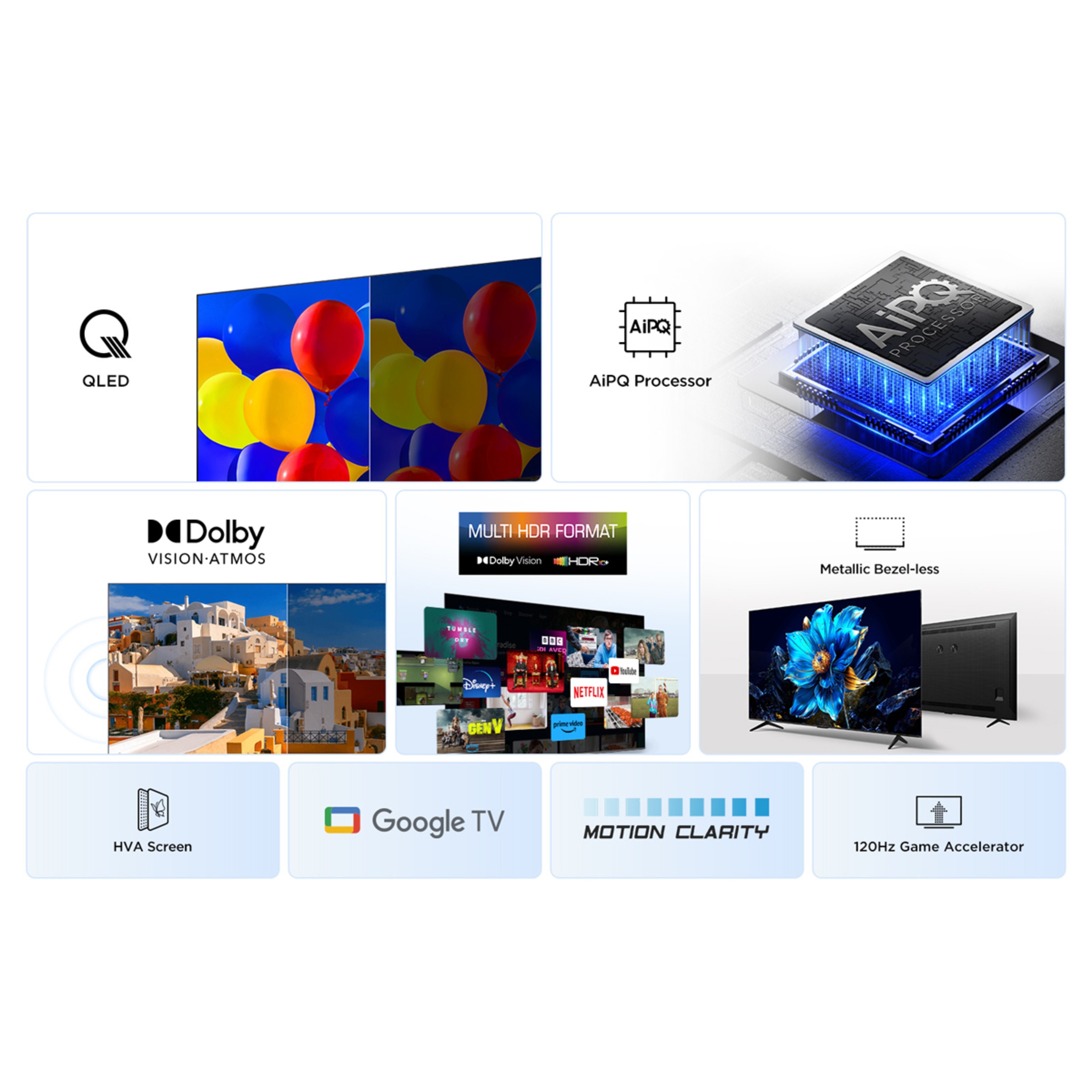 TV QLED 165,1 cm (65") TCL 65P7K, 4K HDR TV, Smart TV Powered by Google TV, compatible con Asistentes de voz Titanio-2