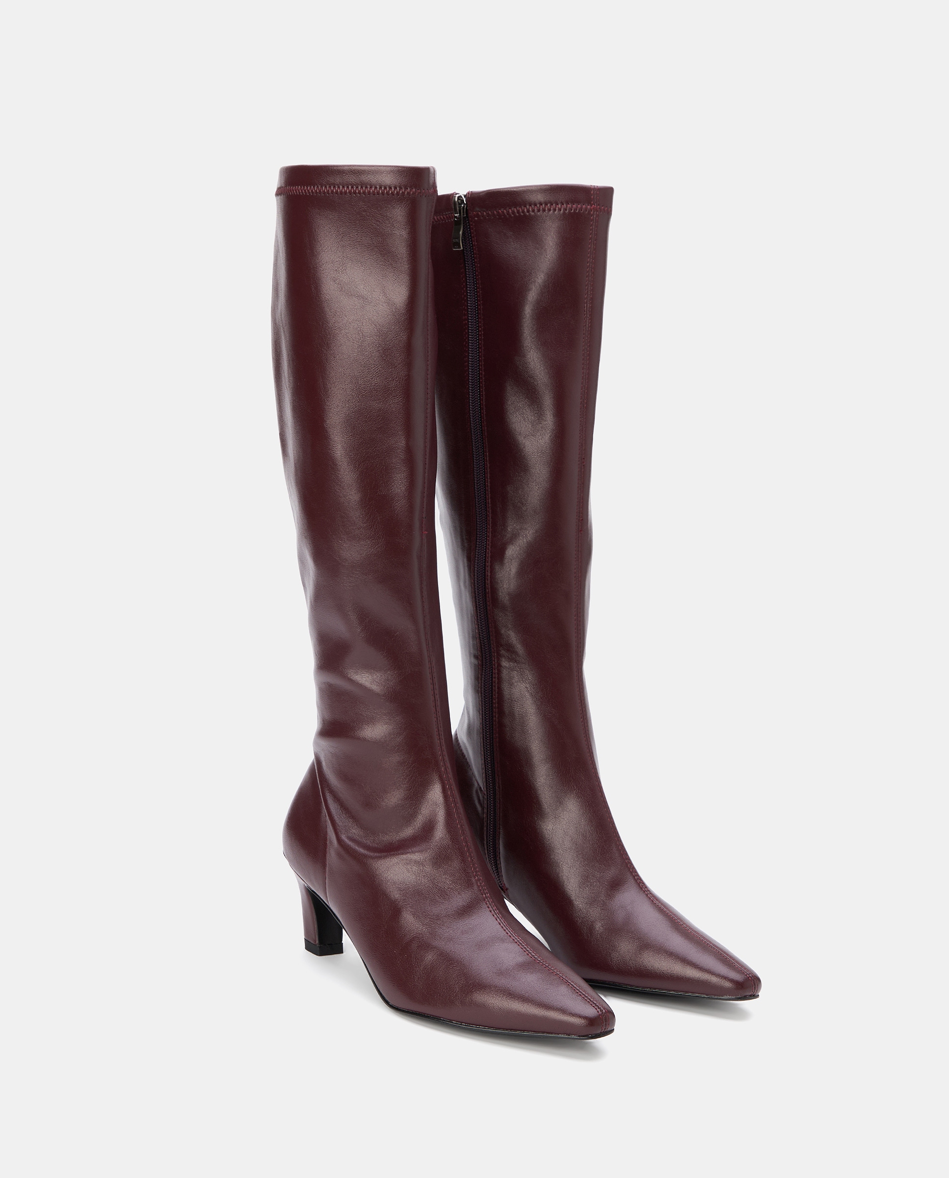 Botas Elásticas de Salto Bordeaux-2