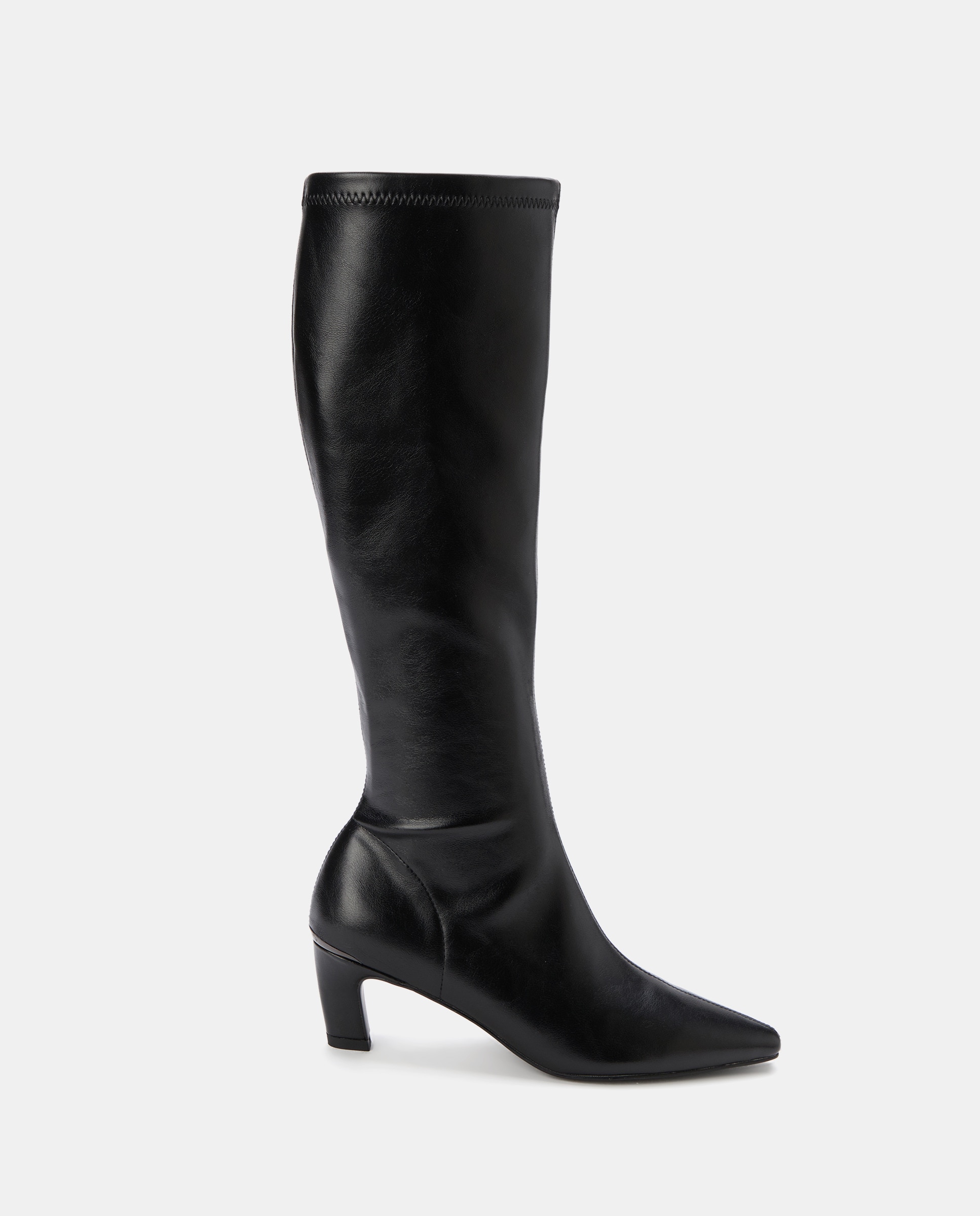 Botas Clássicas em Pele com Salto Preto-1