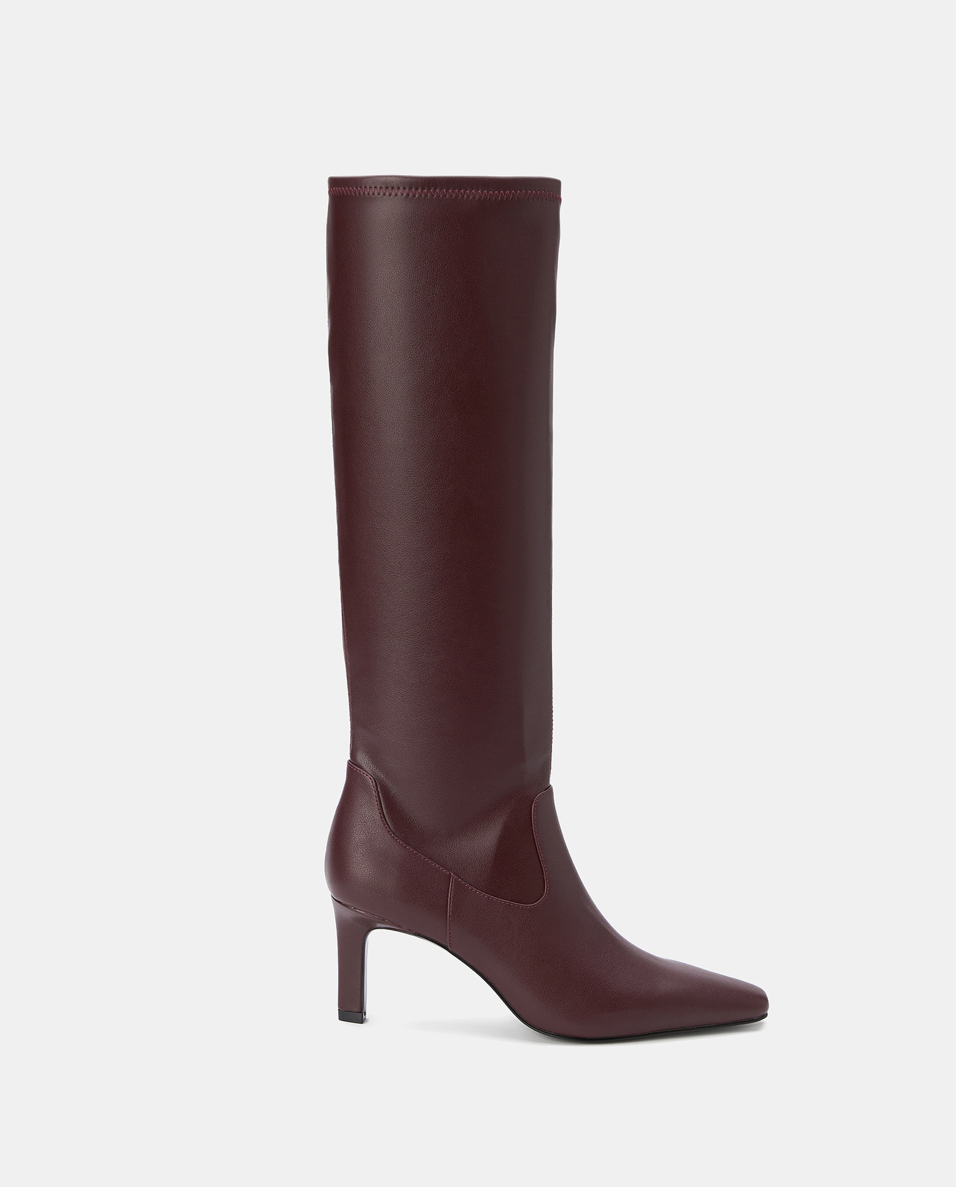 Botas de Salto com Biqueira Pontiaguda e Salto TT Elástico Bordeaux-1