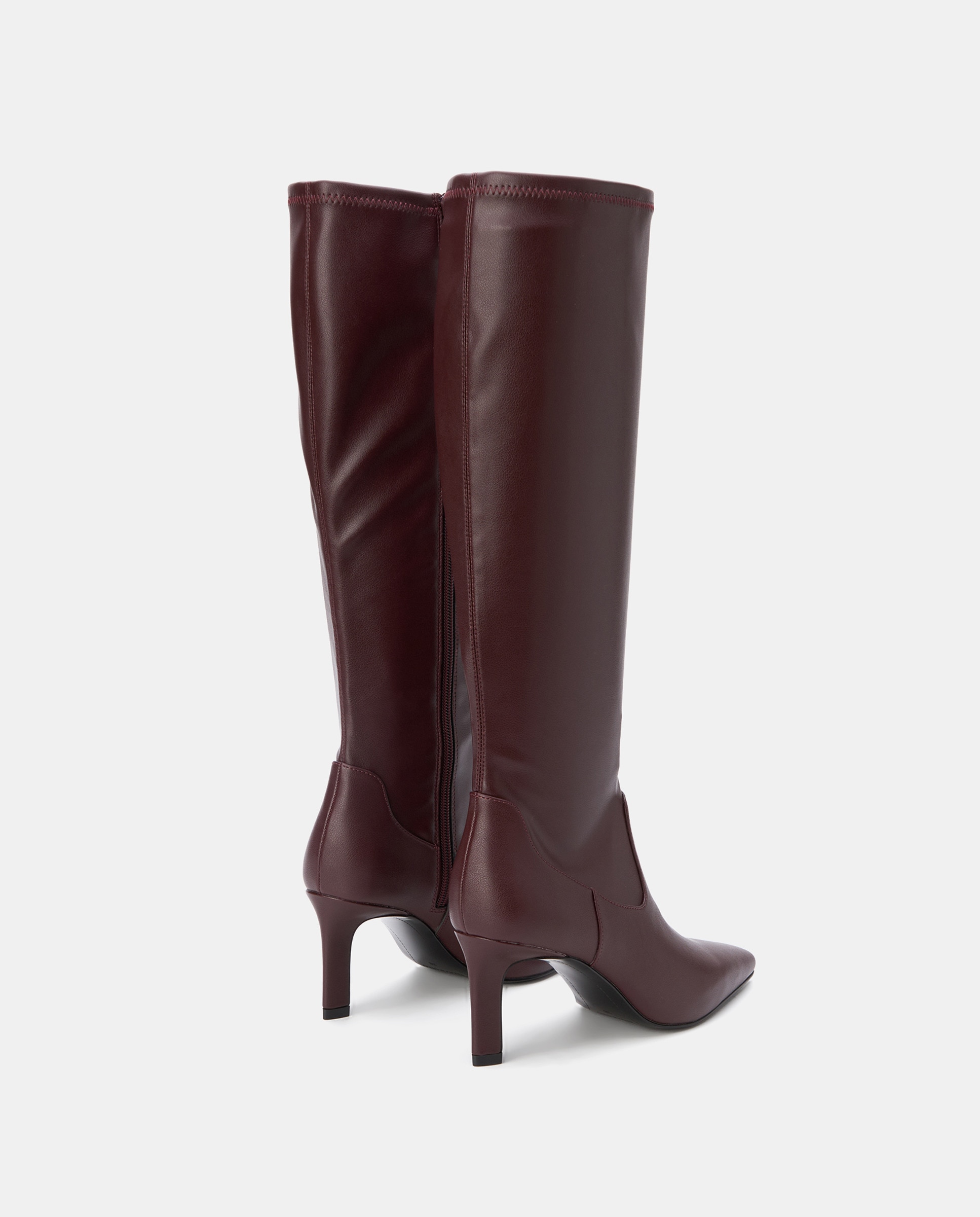 Botas de Salto com Biqueira Pontiaguda e Salto TT Elástico Bordeaux-3
