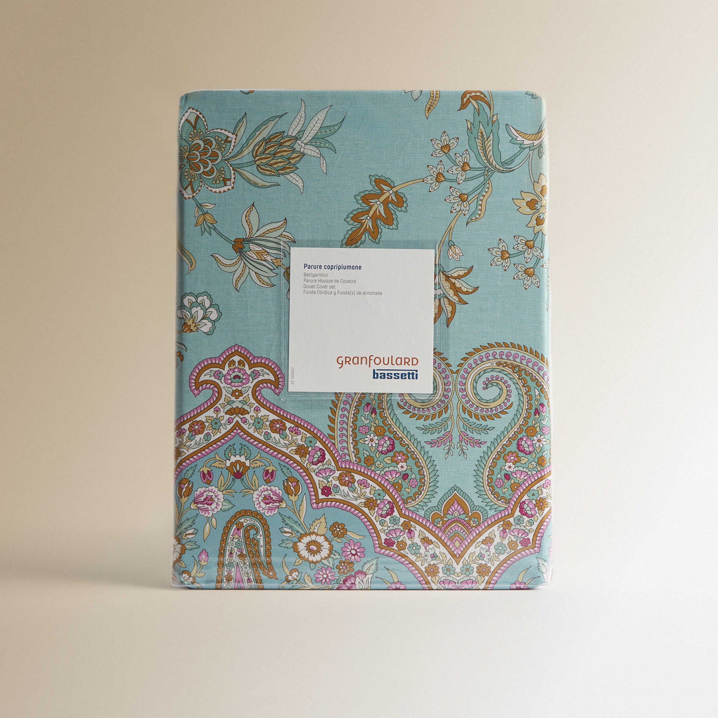 Juego de funda nórdica algodón Indian Roses Bassetti Verde Agua-8