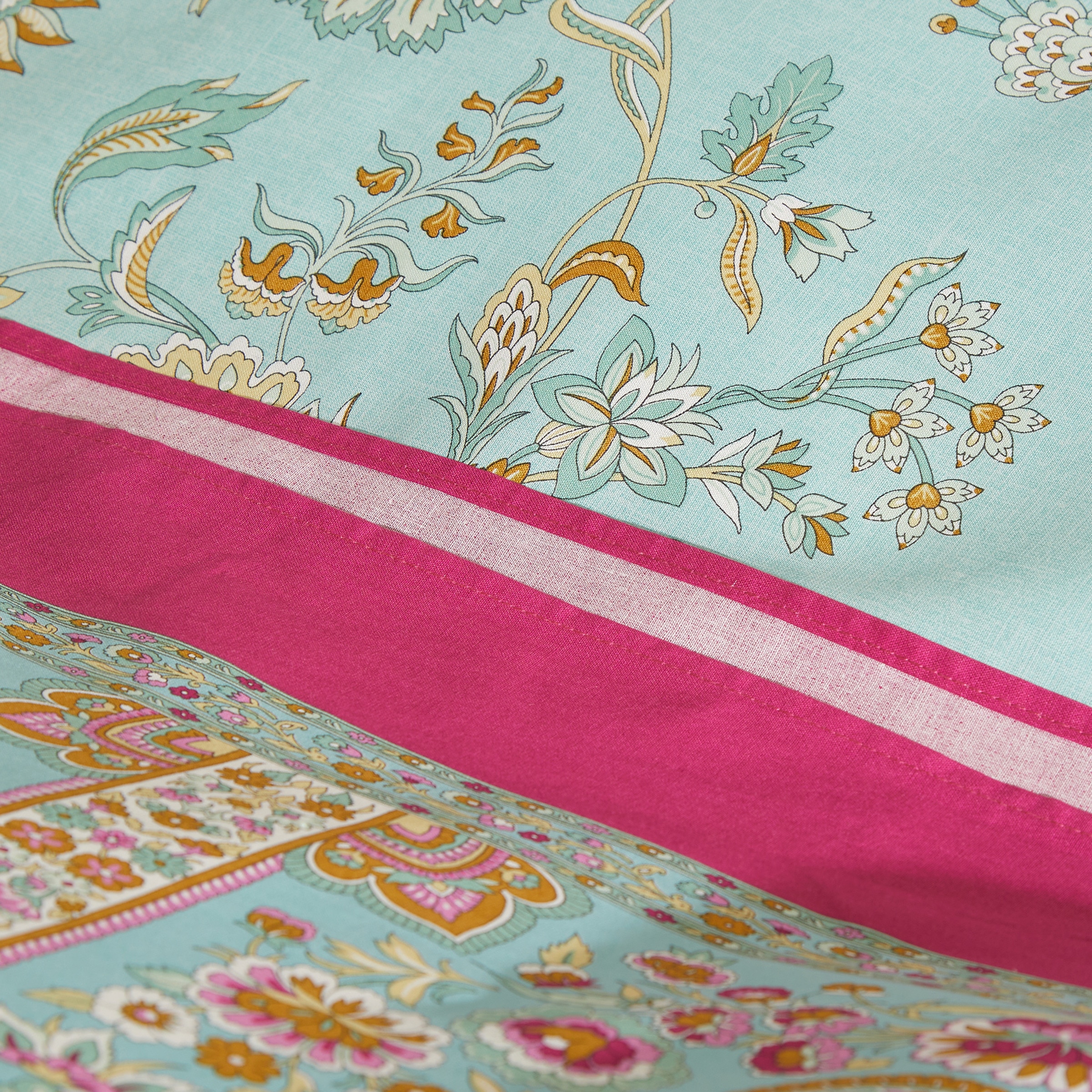 Juego de funda nórdica algodón Indian Roses Bassetti Verde Agua-5