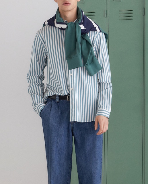 Imagen 0 de Camisa de manga larga de rayas reguar fit de hombre