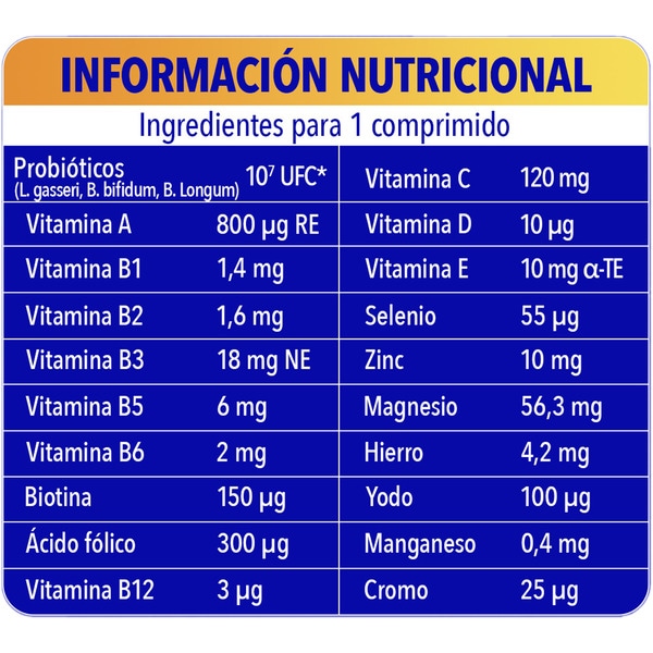 Defense Multivitamine mit Probiotika mit Vitamin C, D und Zink Behälter 30 Tabletten zur Unterstützung des Immunsystems