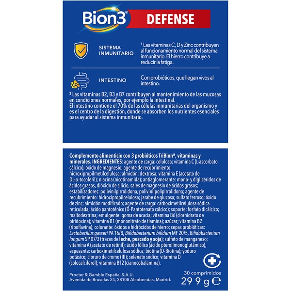 Defense Multivitamine mit Probiotika mit Vitamin C, D und Zink Behälter 30 Tabletten zur Unterstützung des Immunsystems