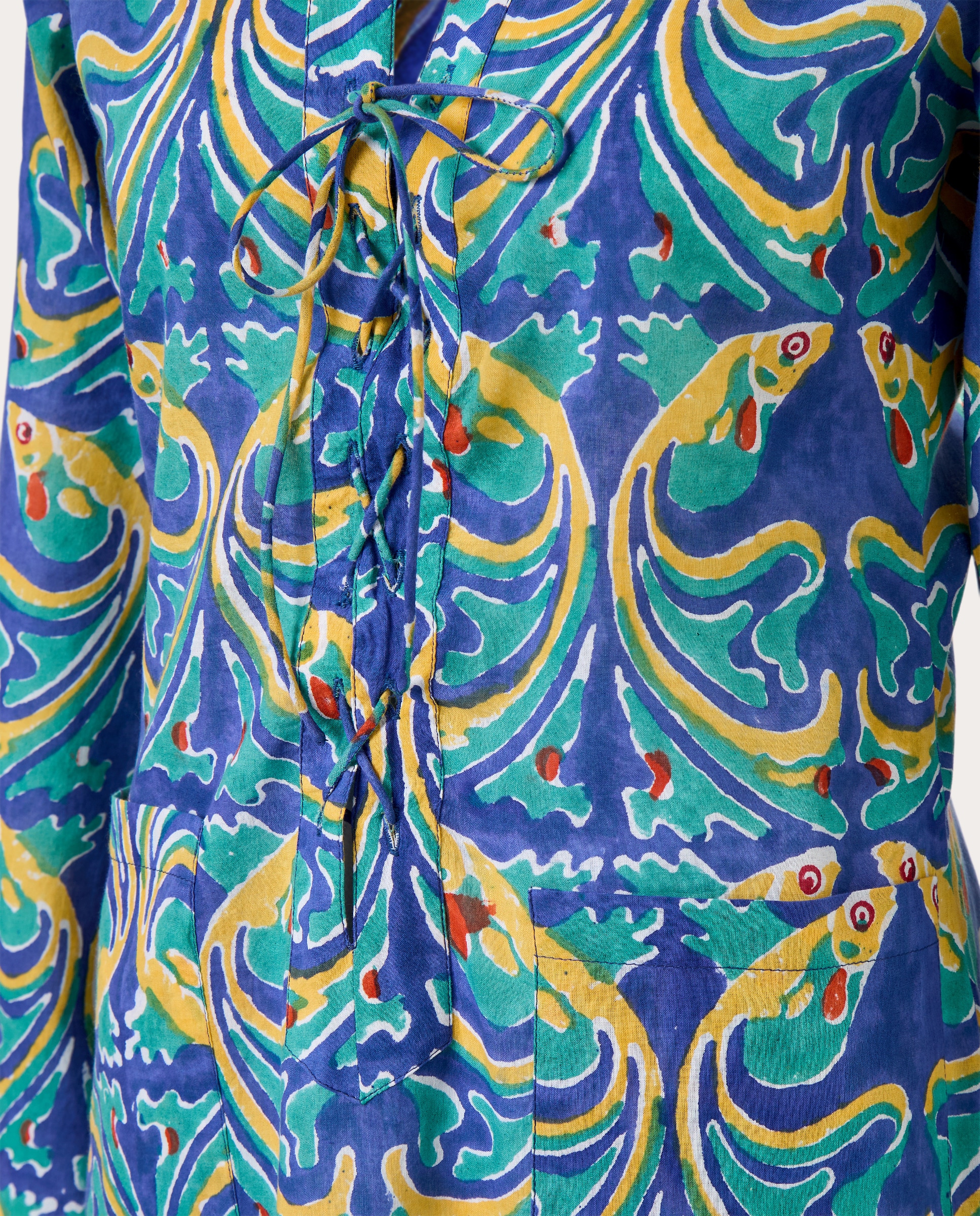 Caftán de algodón Azul-3