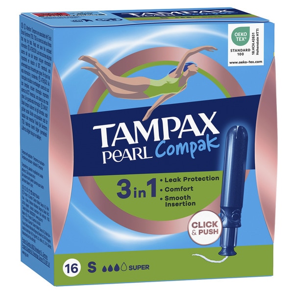 Compak Pearl Tampons mit Applikator Super Box 16 Einheiten