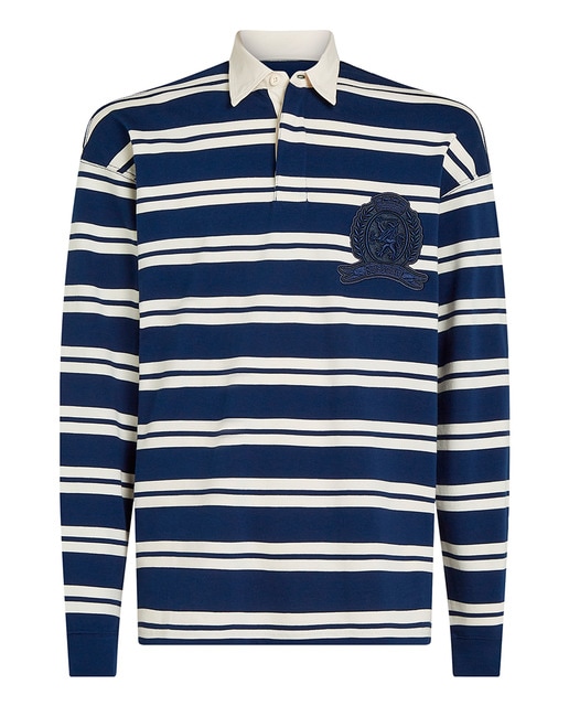 Imagem 0 de Sweatshirt Tipo Rugby com Estampado às Riscas Tamanhos Grandes