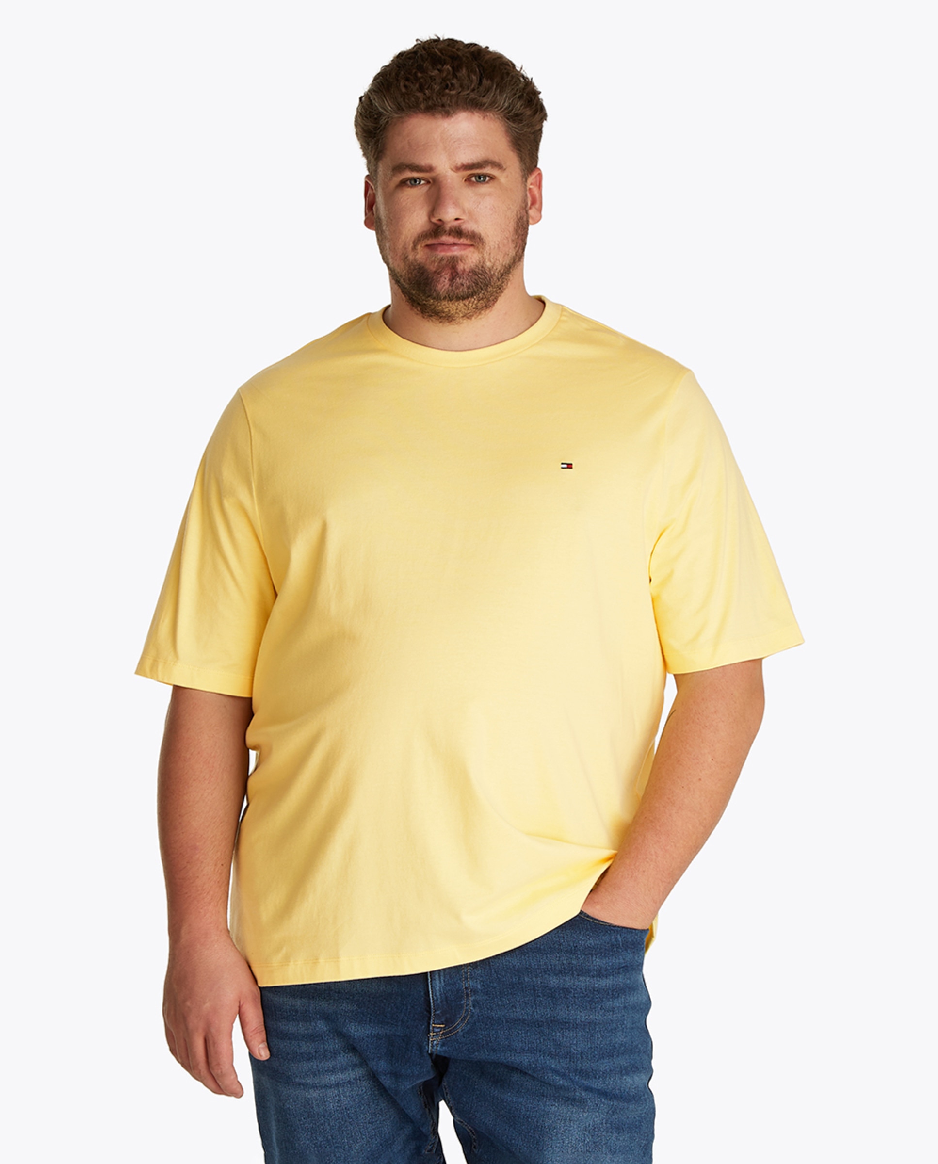 T-shirt com Bandeira Bordada Tamanhos Grandes Amarelo-1