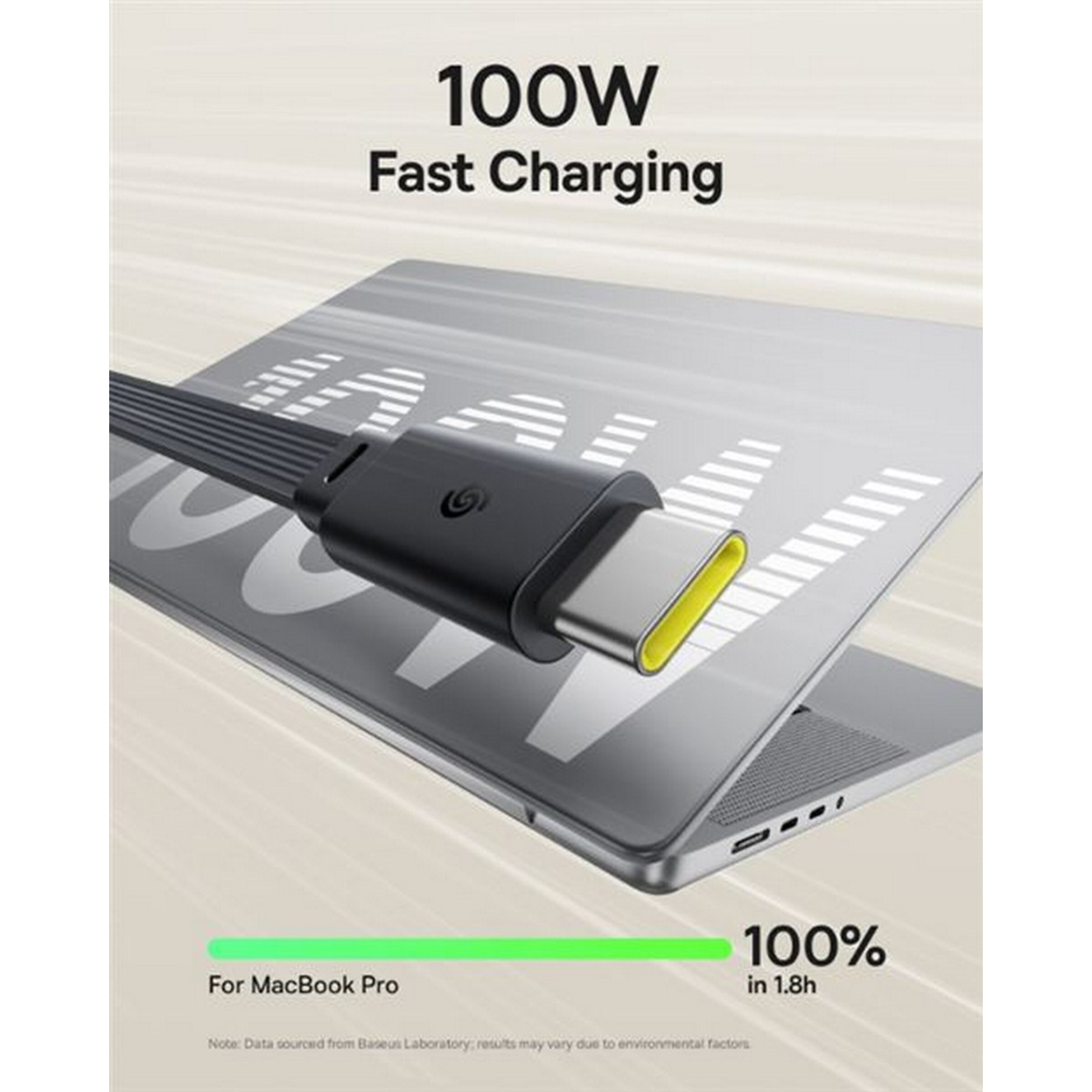 Cabo Compacto Baseus-Nomos de Carga Rápida USB-C a USB-C 100W 1,5m - Preto 7
