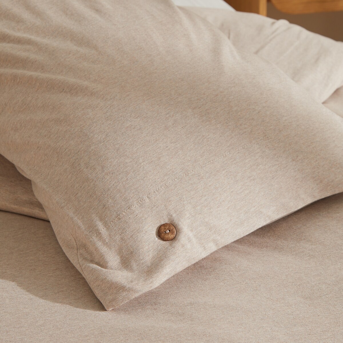 Conjunto de Capa de Edredão de Algodão Jersey New Bege-4