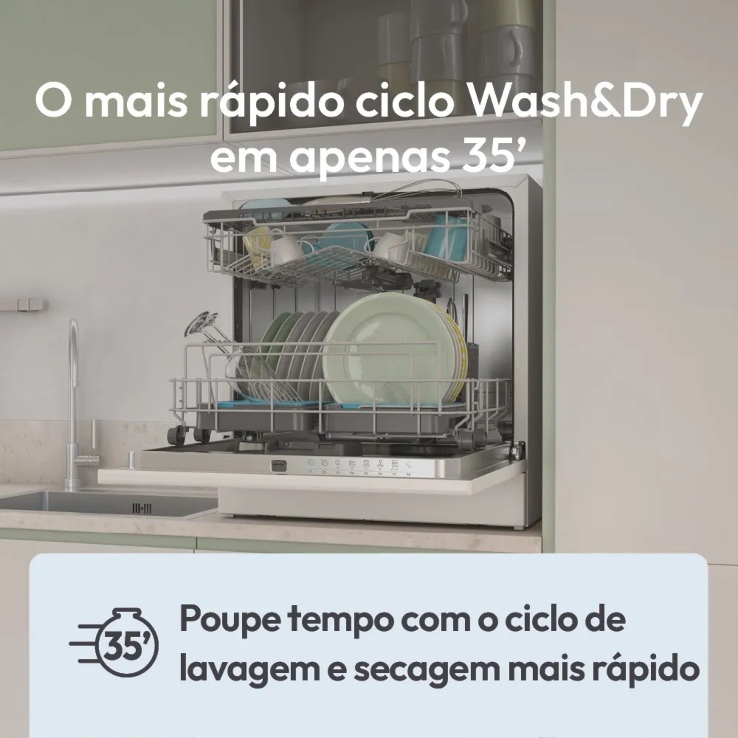 Máquina de Lavar Loiça Candy RapidÓ CP 8F9FFW Table Top, de 8 Conjuntos - Branco Branco-4
