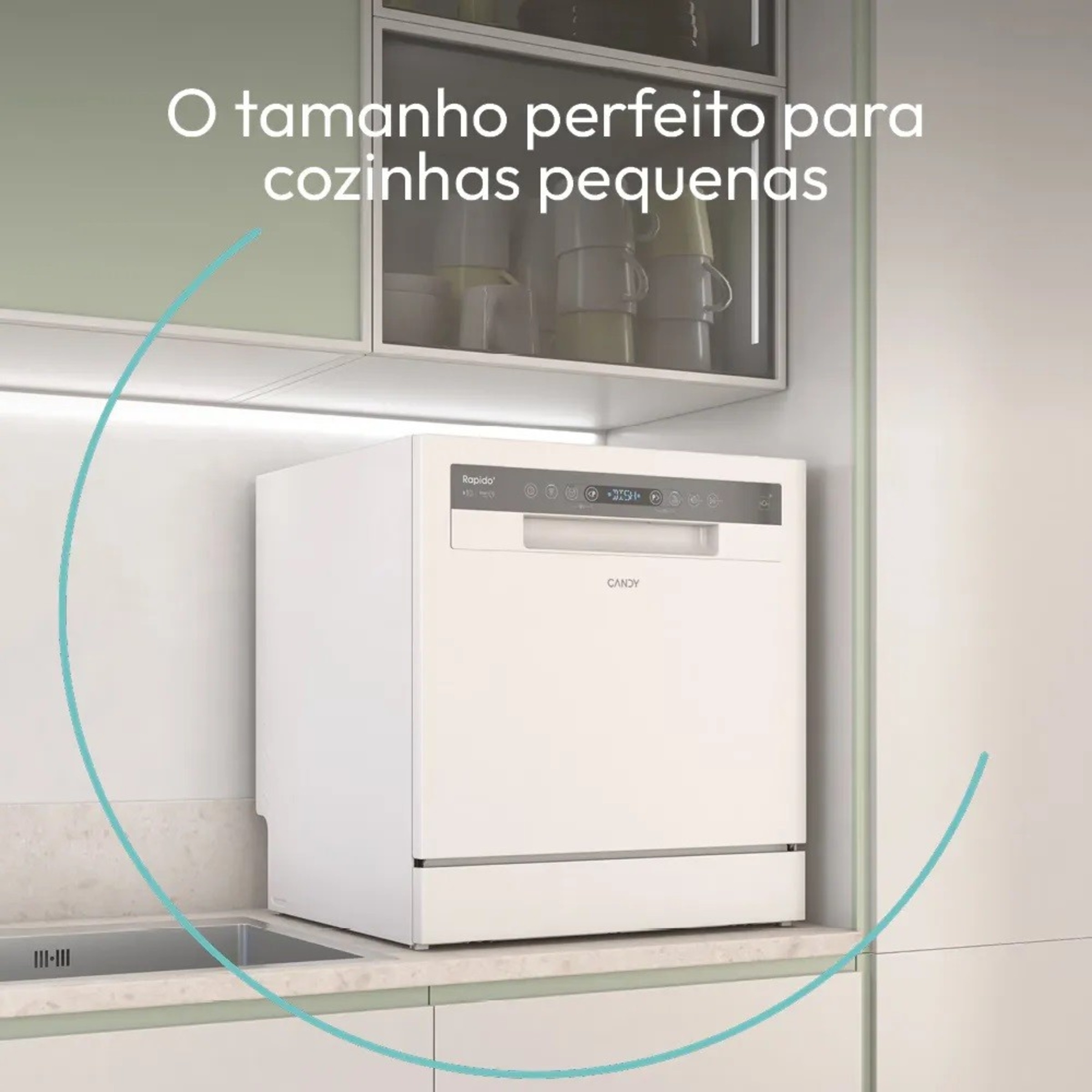 Máquina de Lavar Loiça Candy RapidÓ CP 8F9FFW Table Top, de 8 Conjuntos - Branco Branco-2